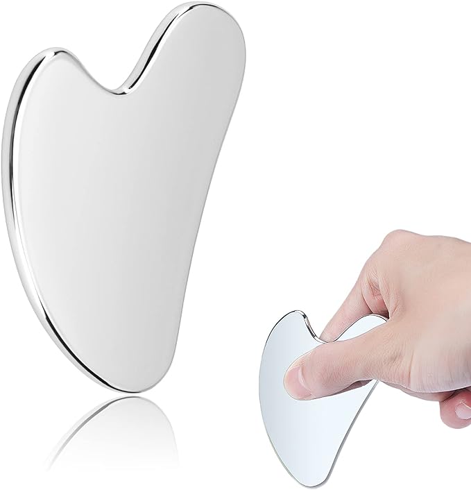 Stainless Steel Gua Sha Facial Tools Skin Massage for Body Eyes Neck Massager with Travel Pouch Skin Care Tools
