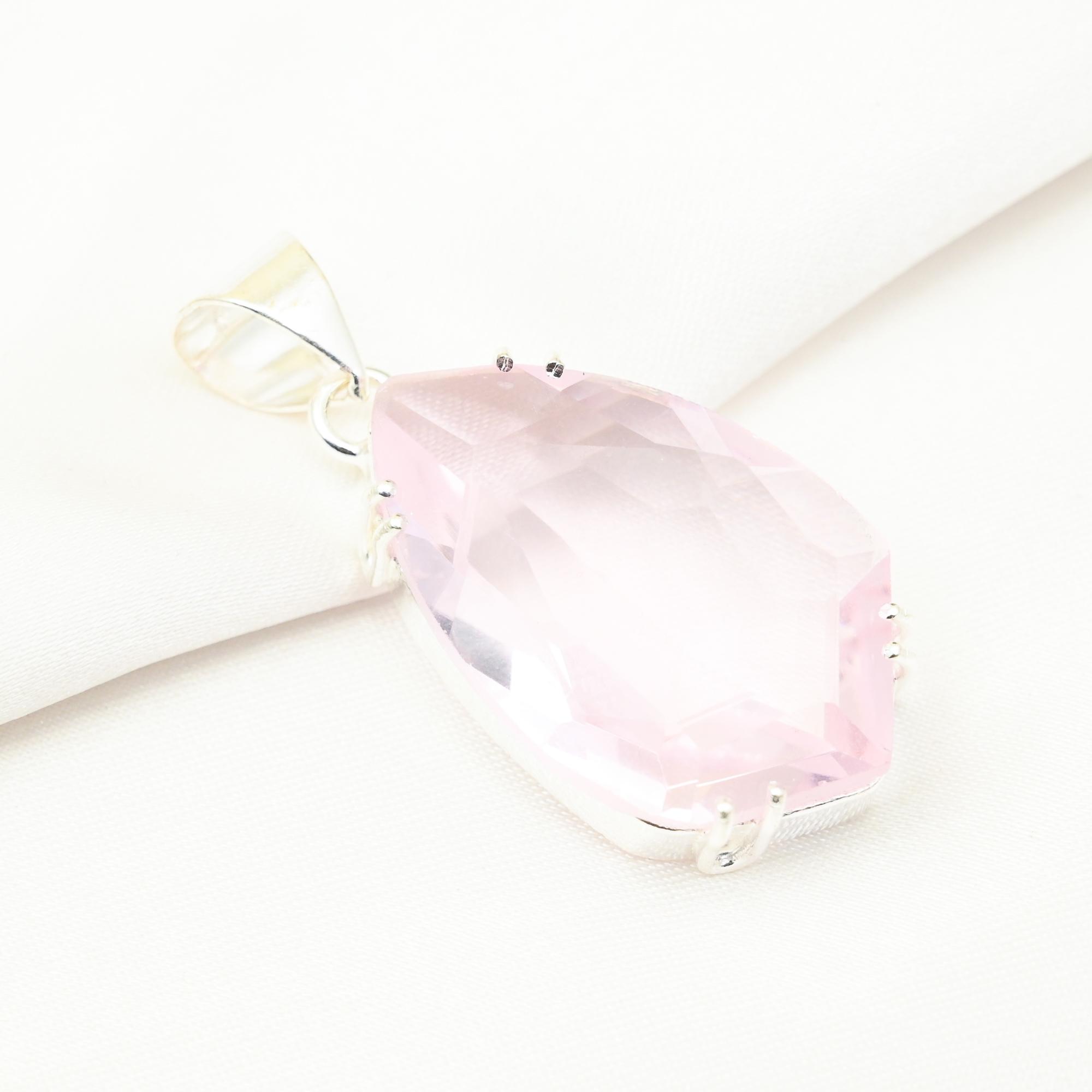 Подвеска с розовым кунцитом, драгоценный камень, кулон из стерлингового серебра 925 пробы, ювелирное изделие ручной работы, кулон с камнем по дате рождения, подарок для него