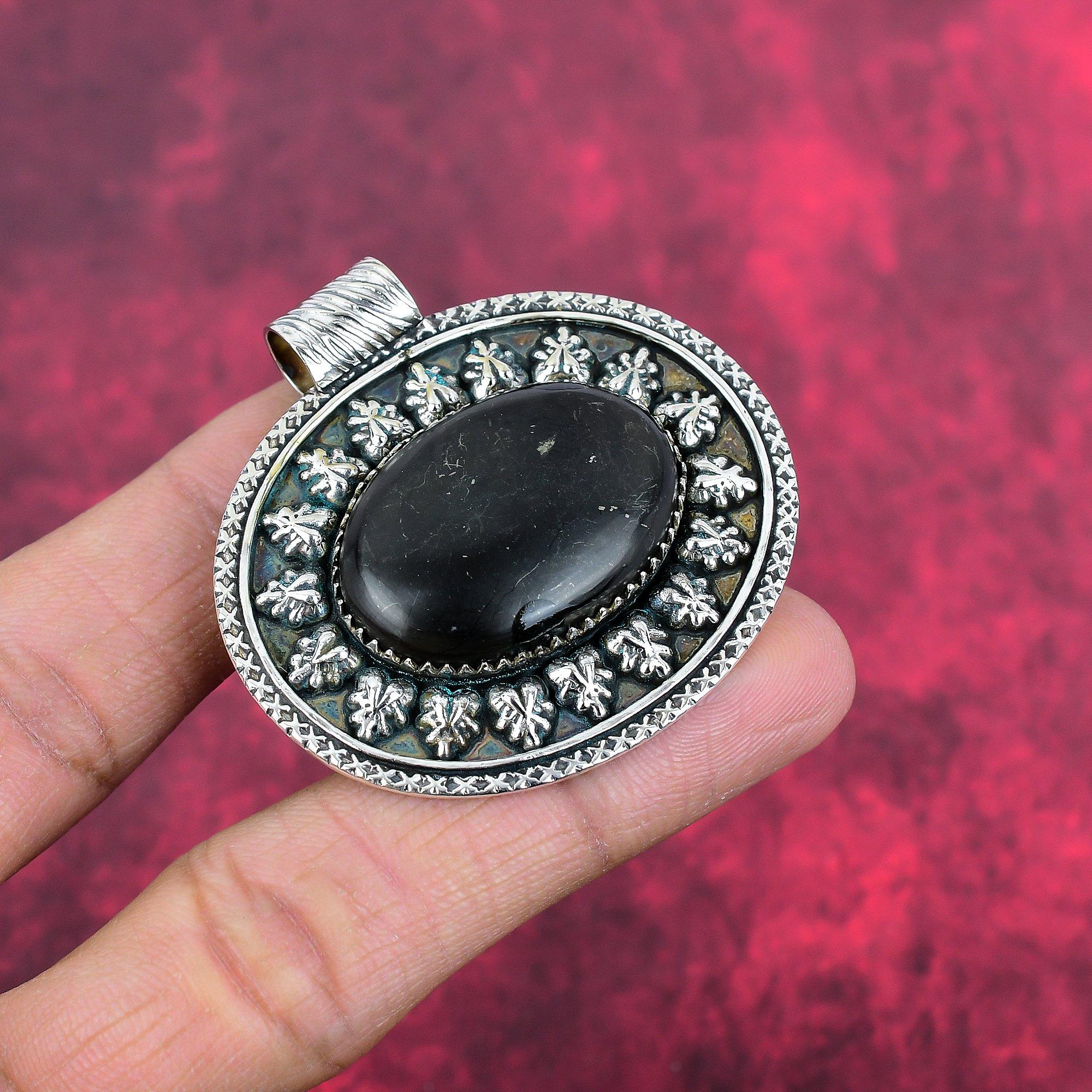 Подвеска из шунгита, ювелирные изделия из стерлингового серебра 925 пробы, подвеска ручной работы, на День Благодарения