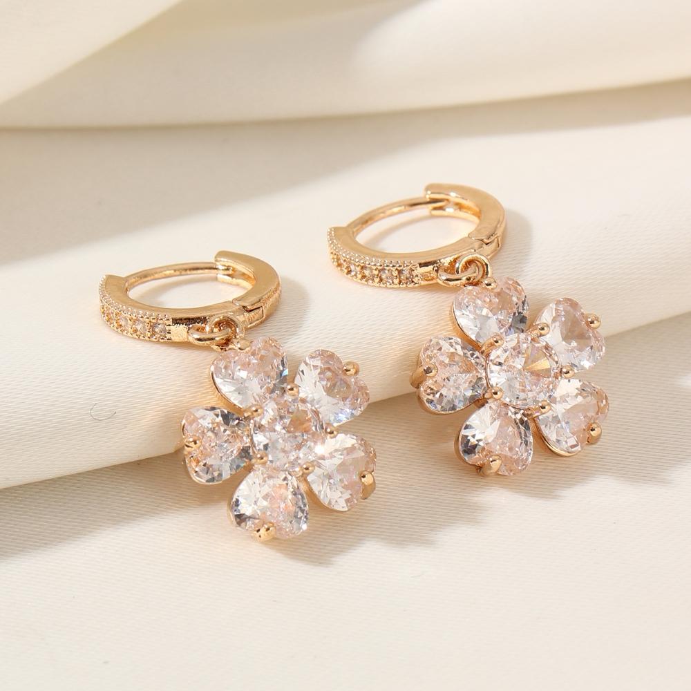 Модные серьги-подвески с цветами для женщин, кубический цирконий, повседневные украшения, аксессуары для вечеринок