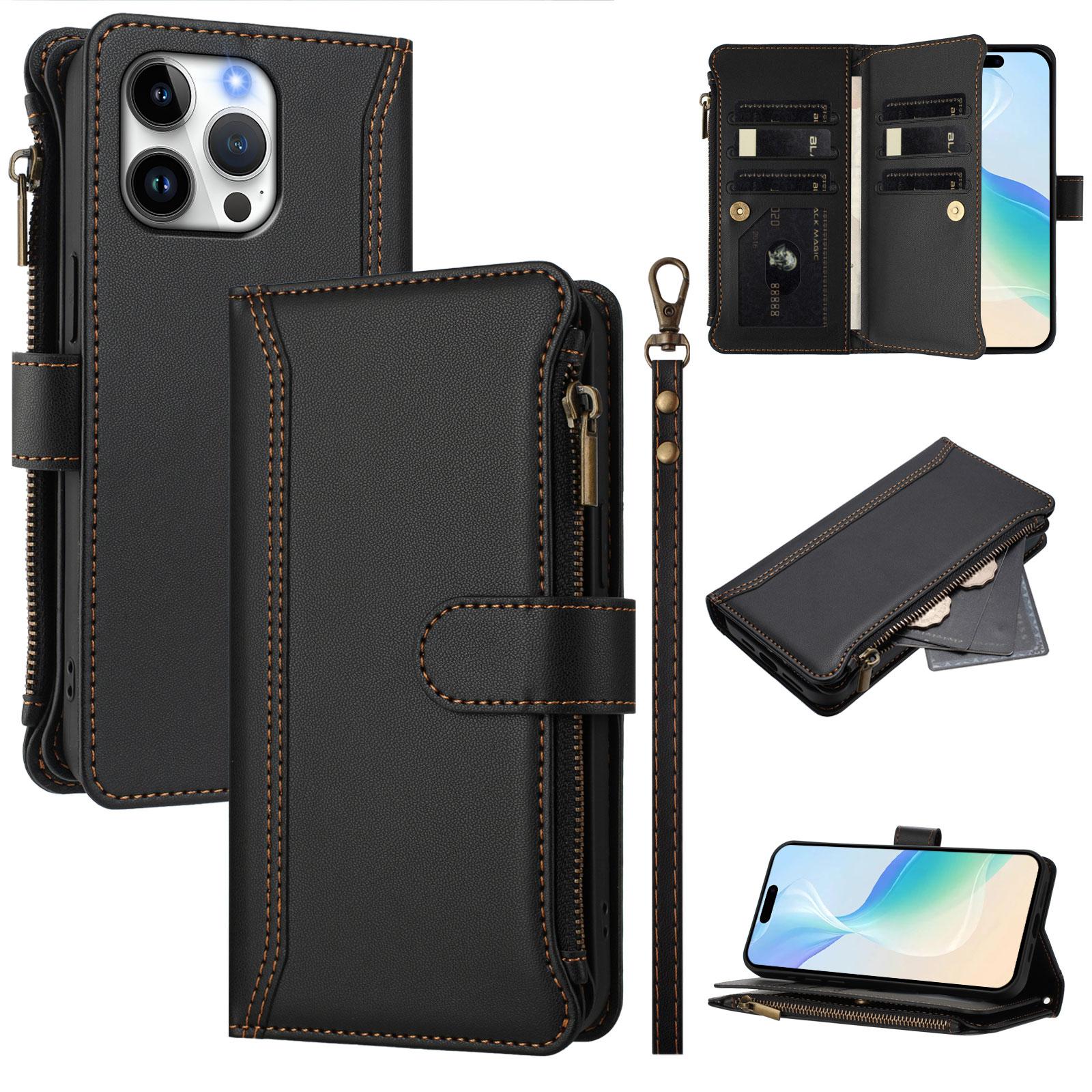 Кожаный кошелек-книжка для XiaoMi RedMi 15A R70 17 A7 Pro 4G 5G K90 K100 Pro Max K70E K60 Ultra, карман на молнии, ремешок через плечо и ремешок на запястье