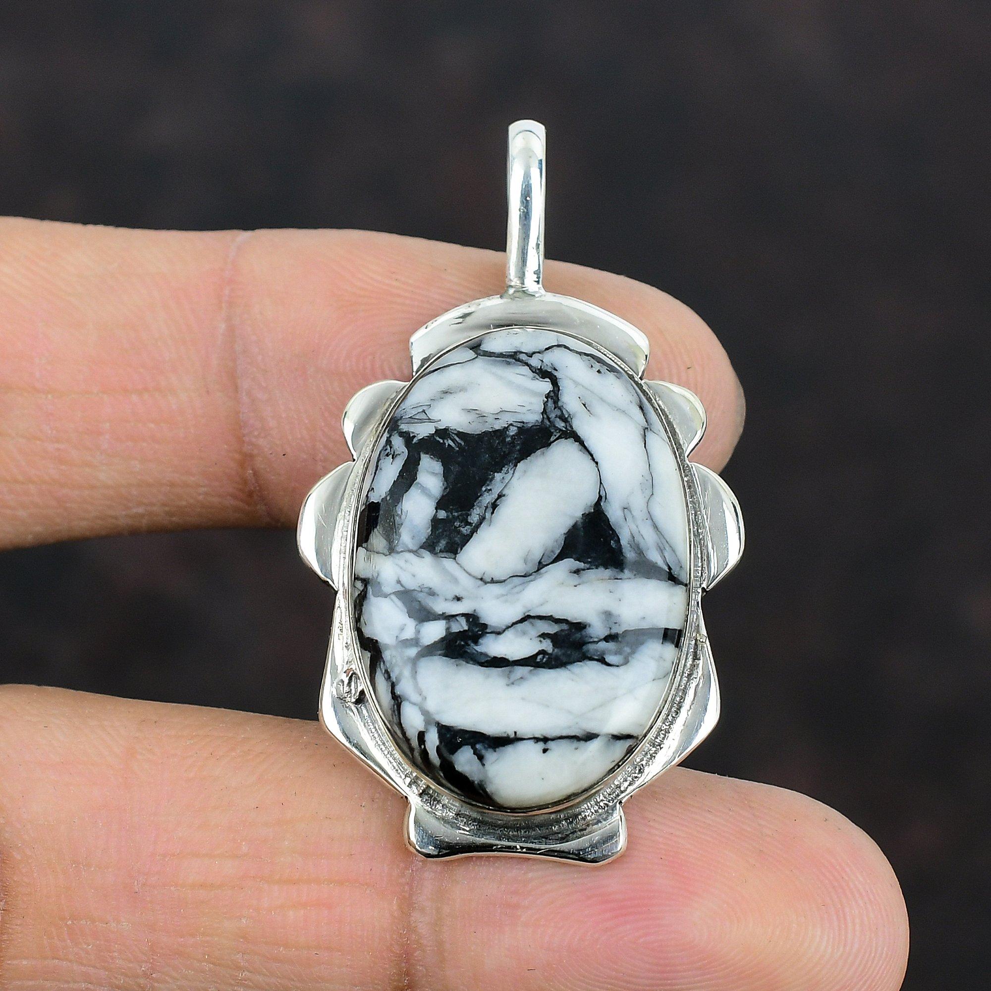 Подвеска Pinolith Jasper, оригинальный кулон из драгоценного камня, дизайнерское украшение ручной работы, кулон из стерлингового серебра 925 пробы, уникальный стиль, кулон, подарок для друга