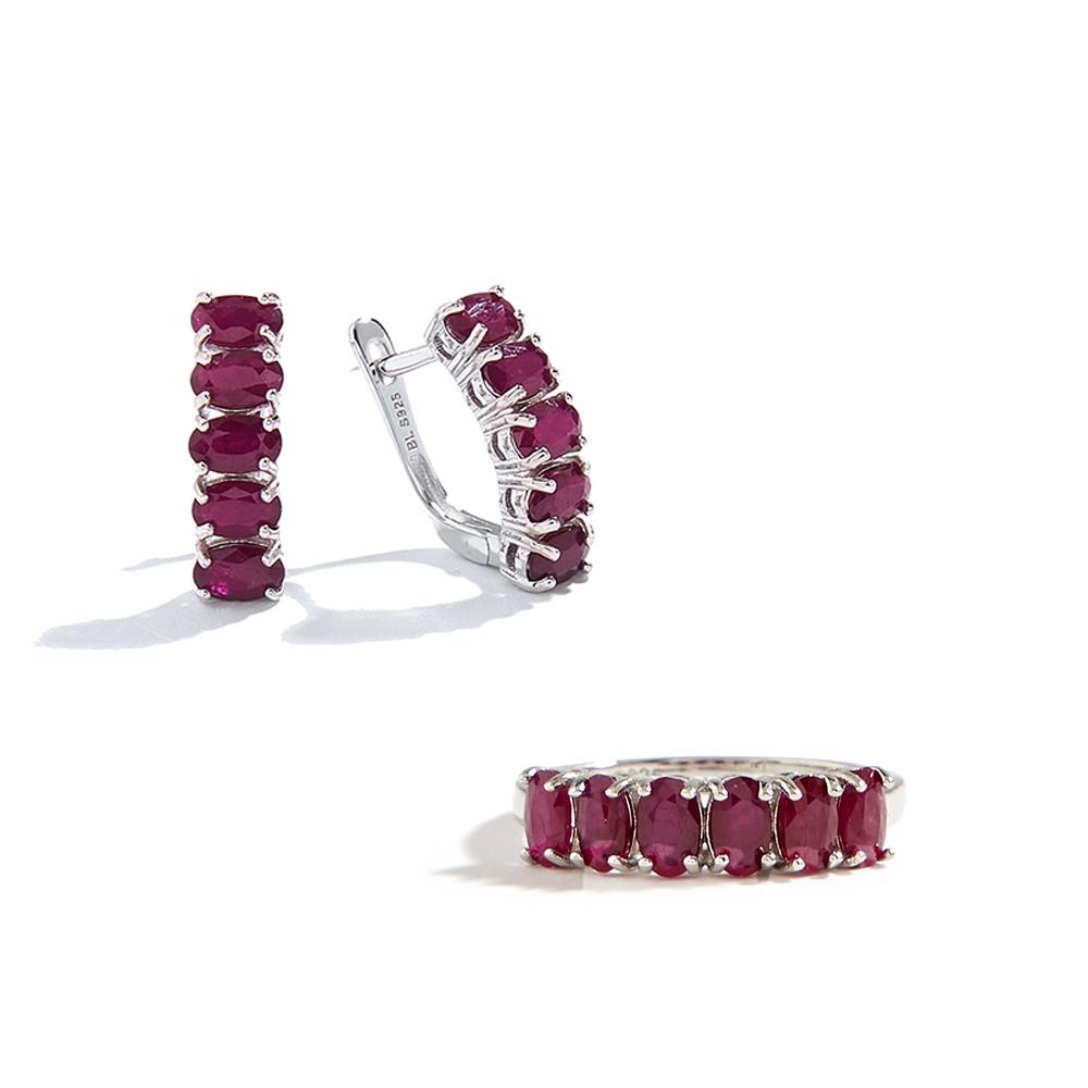 Bolaijewelry Драгоценный натуральный рубин 3*5 мм овальный дизайнерский шикарный застежка серебряное кольцо серьги комплект ювелирных изделий роскошные украшения для женщин леди хороший подарок