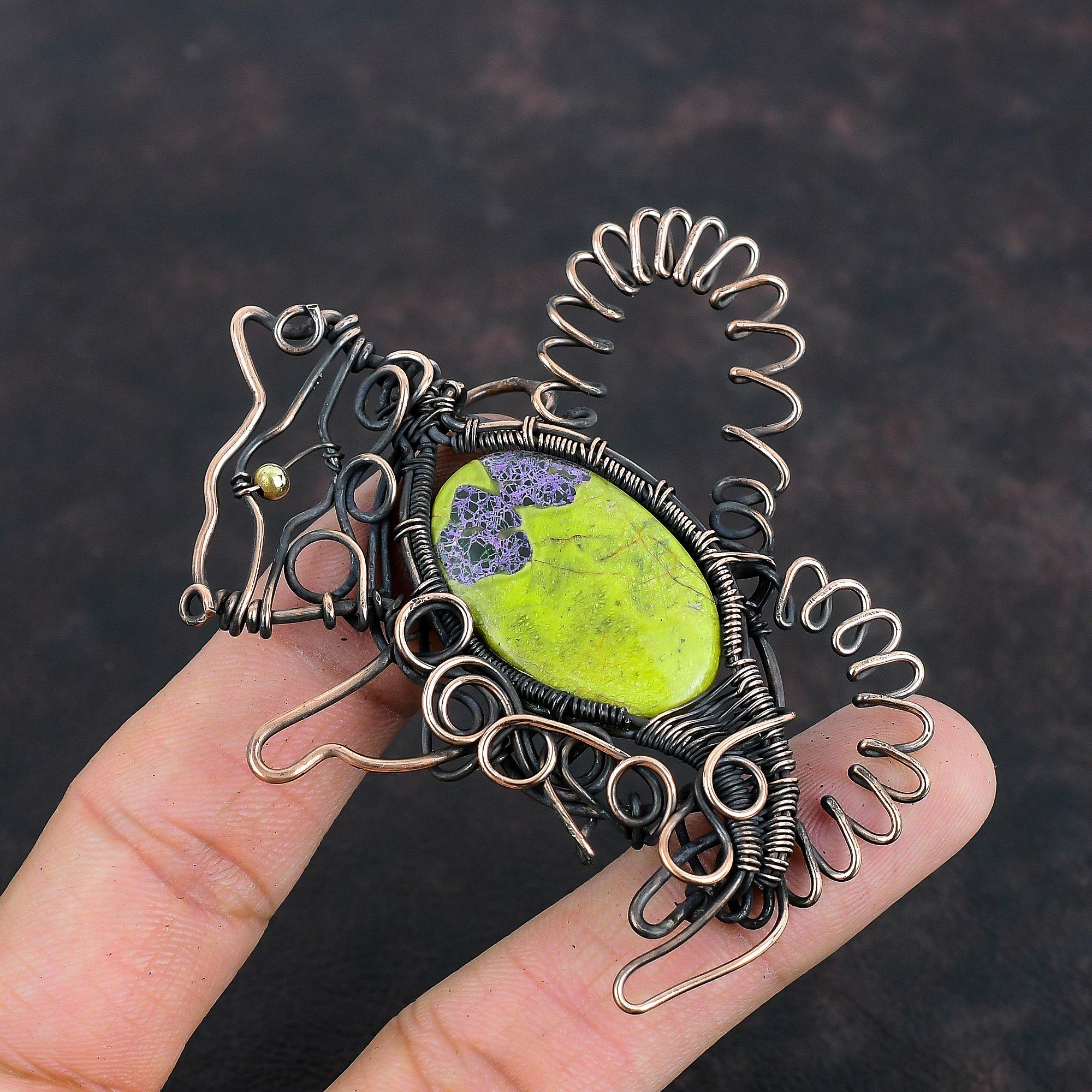 Подвеска Stichtite, медная проволочная обертка, подвеска в виде кролика, драгоценный камень, медная подвеска, ювелирные изделия ручной работы, проволочная обертка, подарки на помолвку