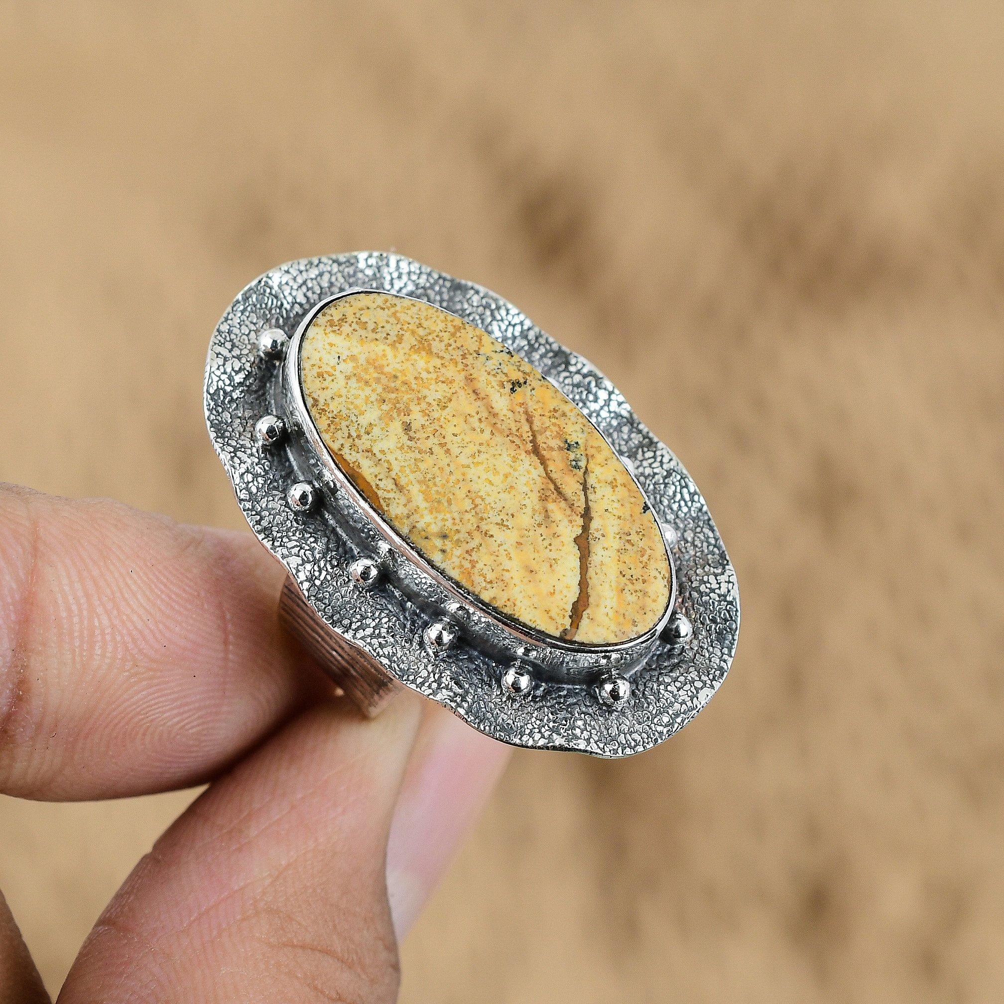 Натуральный камень яшма пикассо серебро 925 пробы кольцо обещания размер 7 для женщин