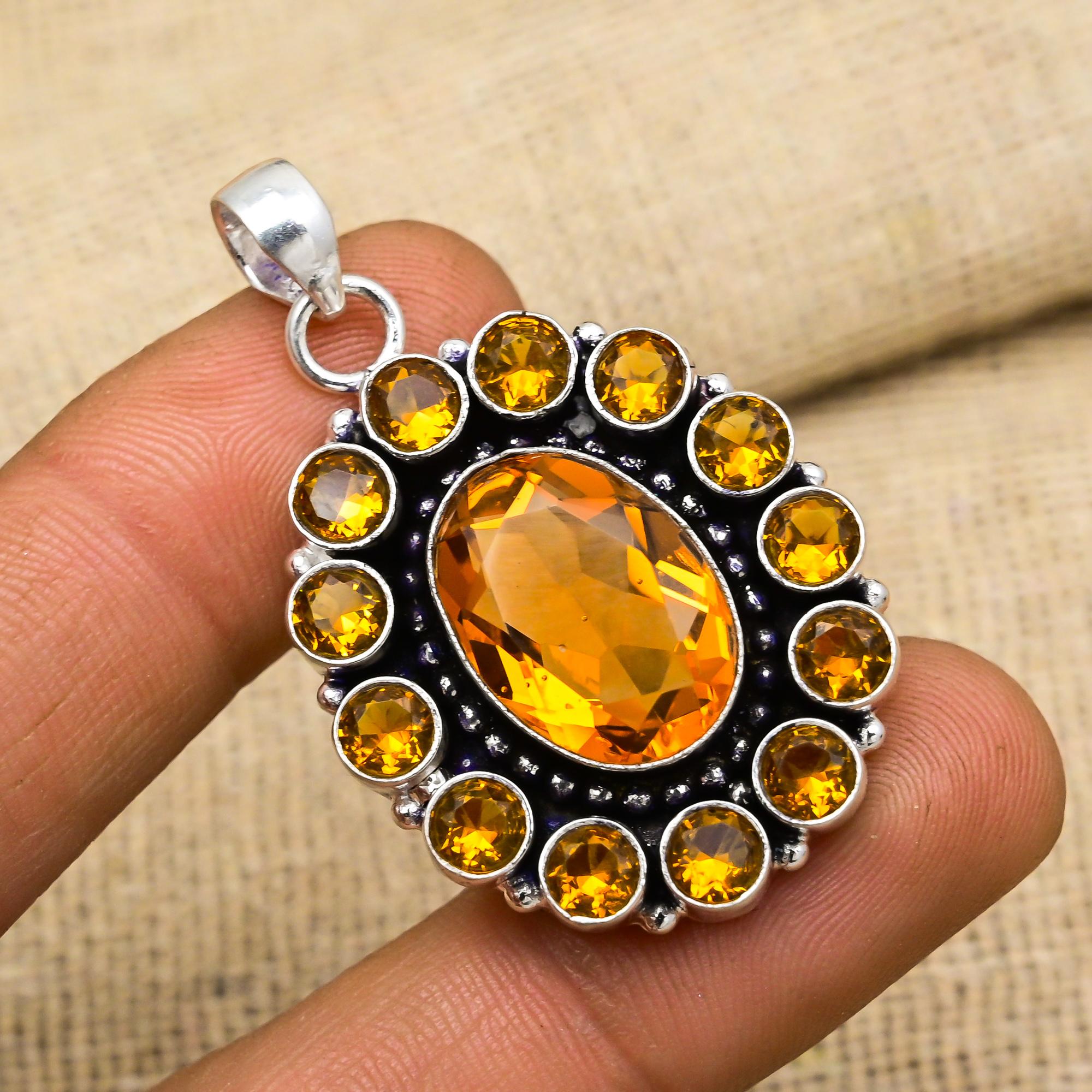 Медовый топаз драгоценный камень ручная работа 925 стерлингового серебра кулон духовное ювелирное украшение подарок для нее