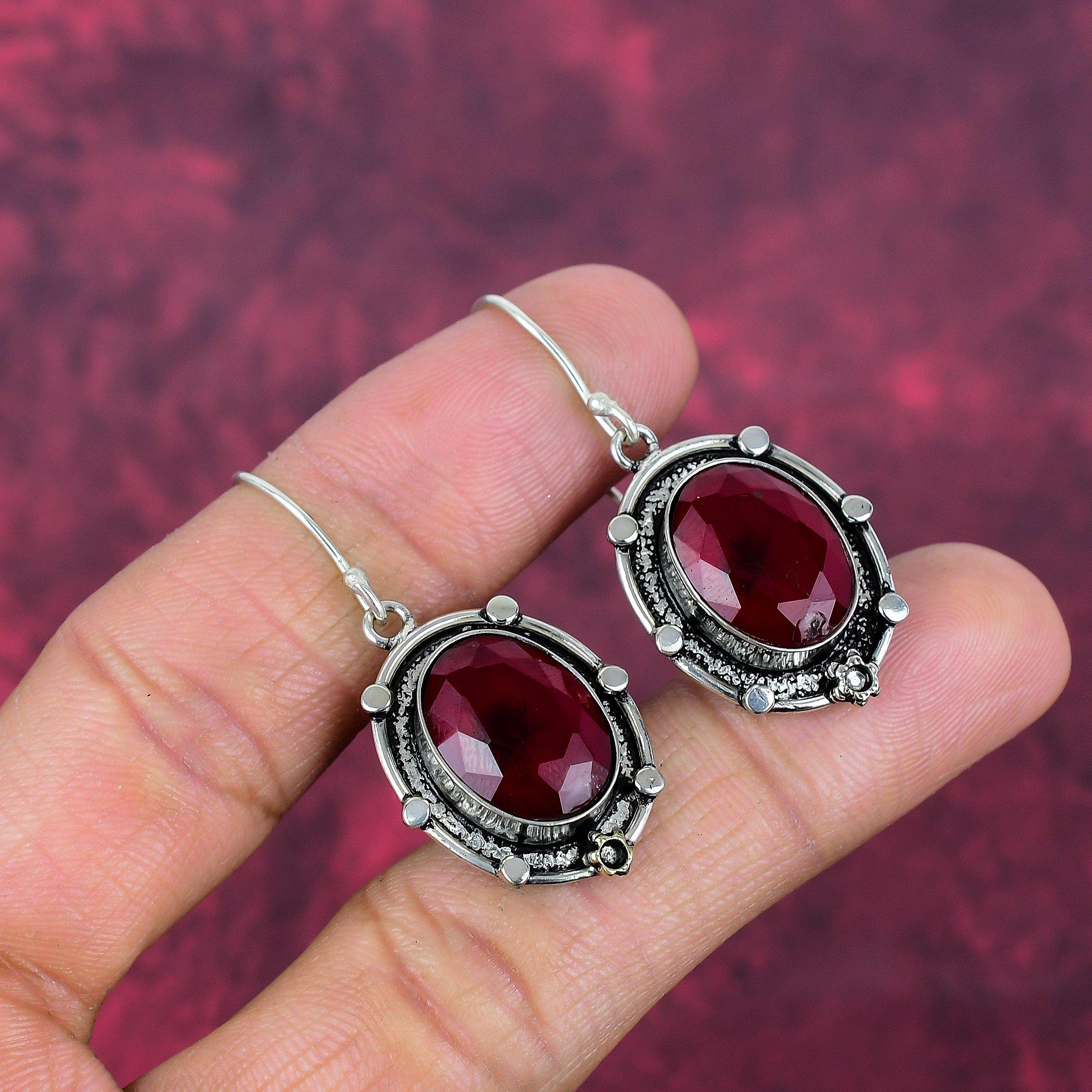 Рубиновые серьги, драгоценные камни, серьги ручной работы из цельного серебра 925 пробы, ювелирные изделия последнего дизайна