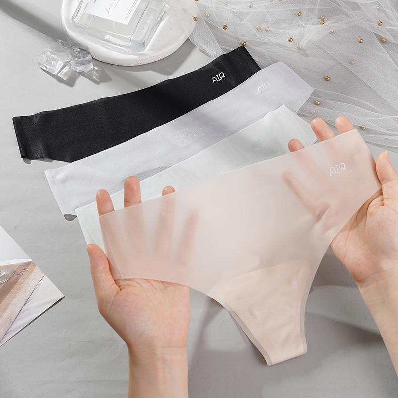 Air Ultra-Thin Ice Silk Thong Pure Cotton Bottom Crotch Sexy Thong Fitness Yoga Girls Underwear