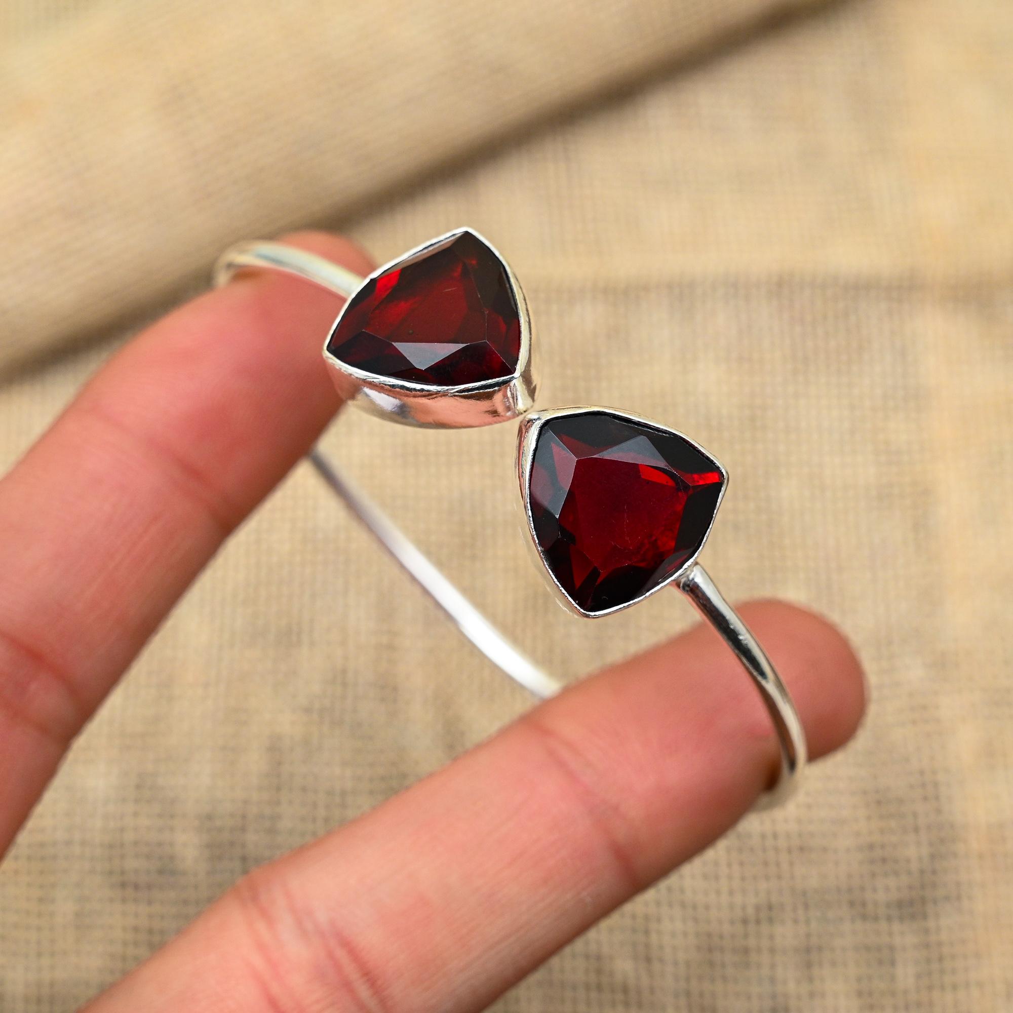 Удивительный браслет из стерлингового серебра 925 пробы с драгоценным камнем ручной работы из красного граната для нее