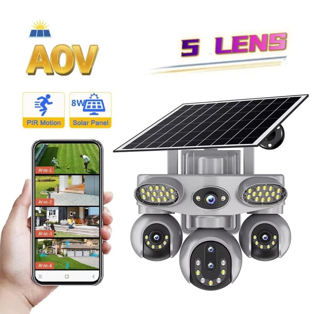 AOV Solar Camera – 4G/WiFi, 2-in-1 Surveillance & Lighting, 3‑Lens or 5‑Lens Optional with 3/4‑Screen Display