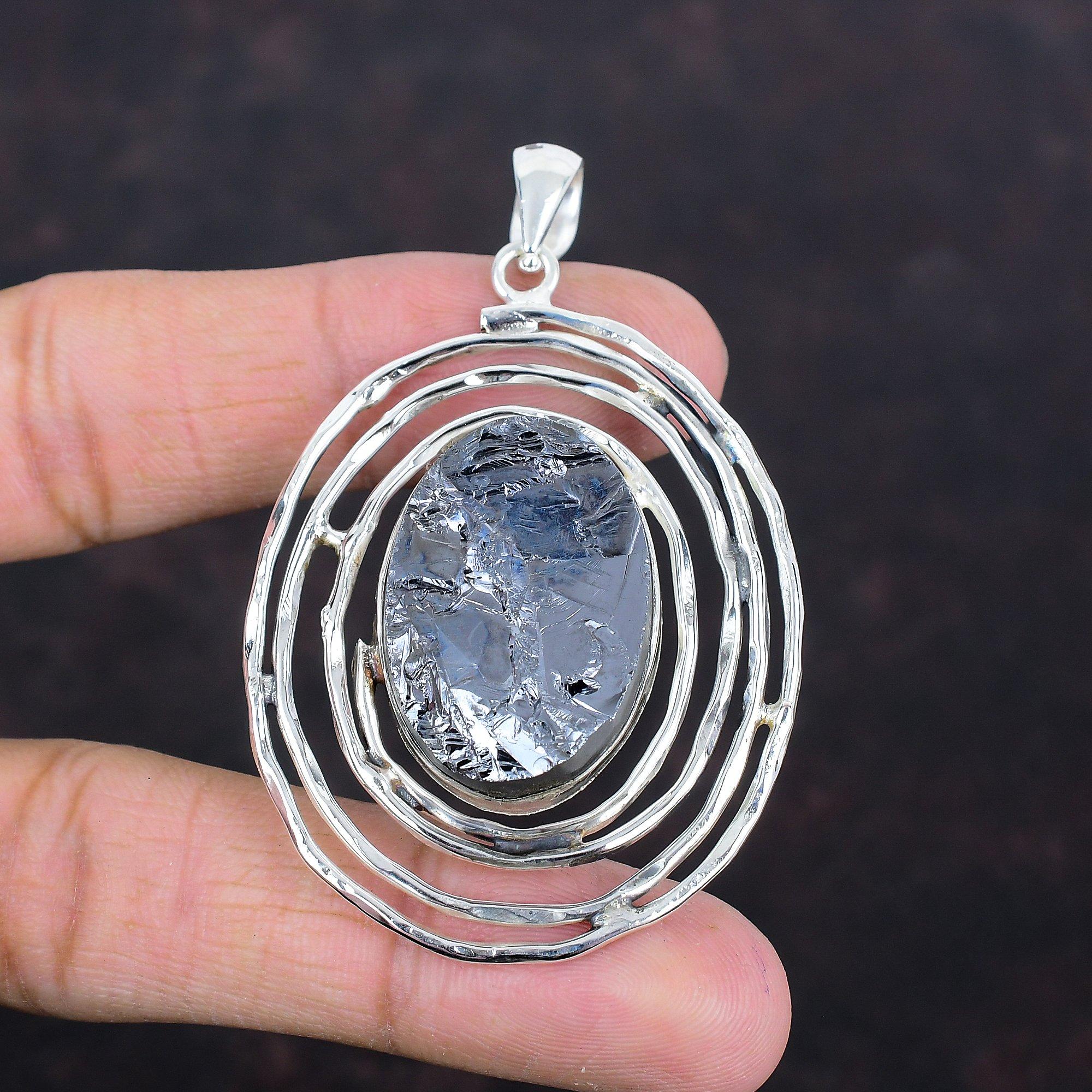 Подвеска из необработанного шунгита, подвеска из натурального драгоценного камня, подвеска из стерлингового серебра 925 пробы, ювелирное изделие ручной работы, уникальный стиль, подвеска, подарки для него, подвеска в стиле бохо