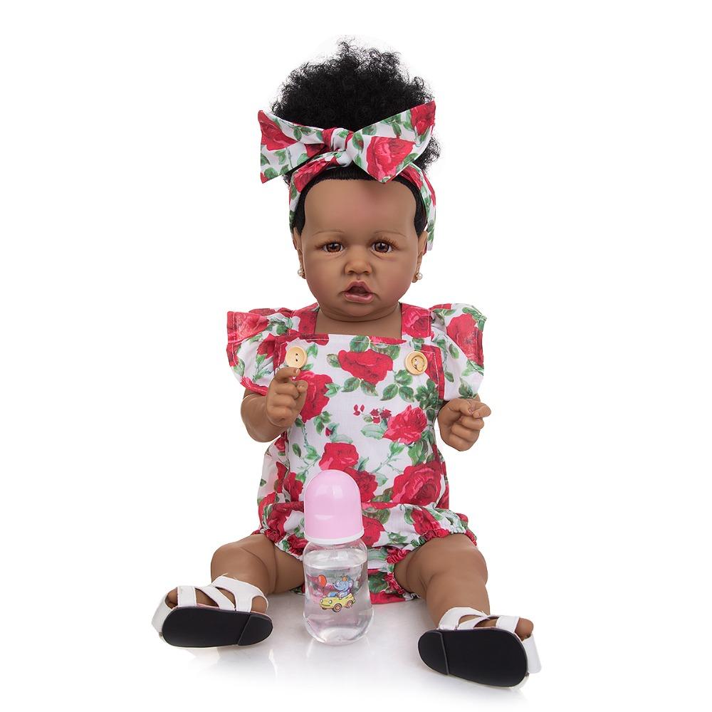 KEIUMI Ручная работа Bonecas Reborn Bebe Realista Grande 57 см, коричневая кожа, полностью силиконовая, живая кукла Reborn, игрушка для сна перед сном
