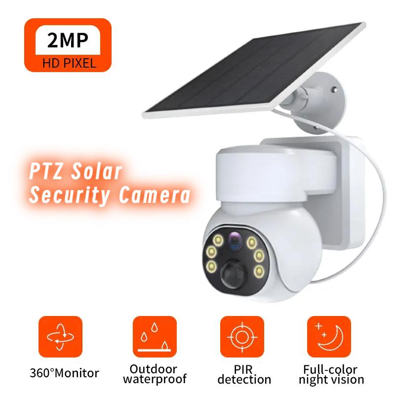 Full Color Solar Wire-Free Surveillance PTZ IP Dome Camera AI Humanoid Home Security Intercom CCTV Security Monitor