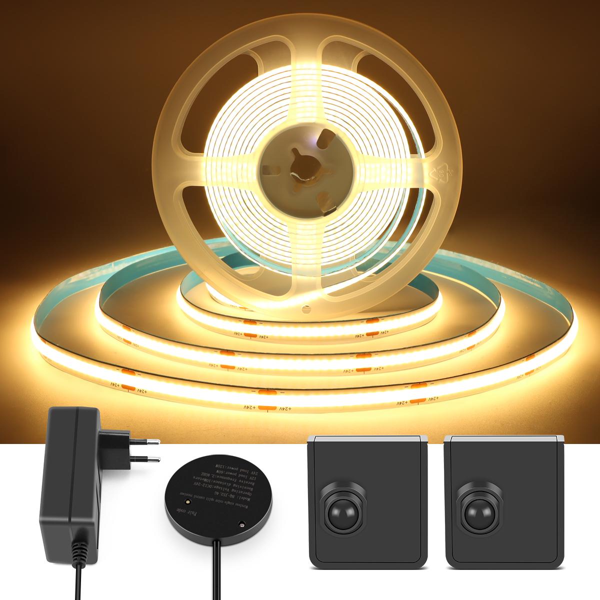 COB LED Strip Light With Portable PIR Motion Sensor Switch/Wireless RF Reciever DIY Kitchen Cabinet Bed Room Stair Night Lamp