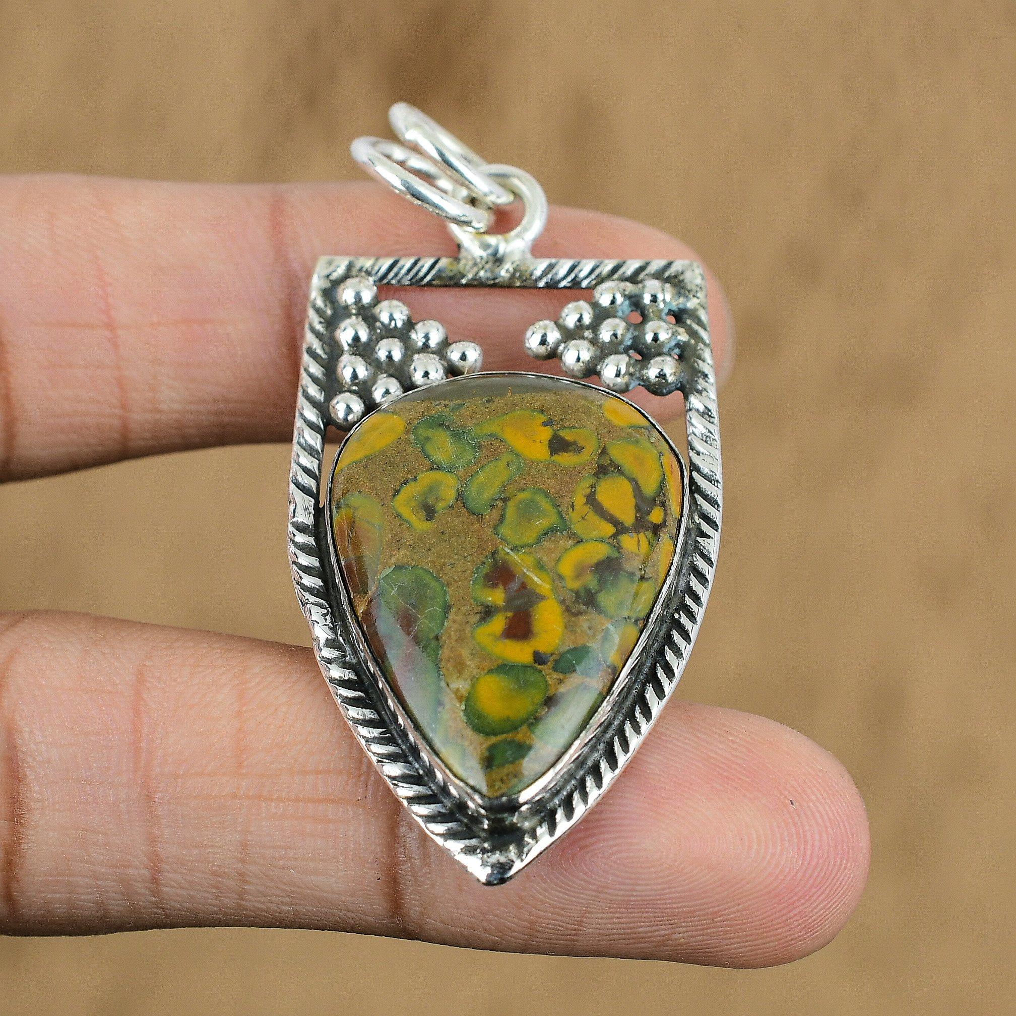Rhyolite 925 sterling silver natural gemstone pendant