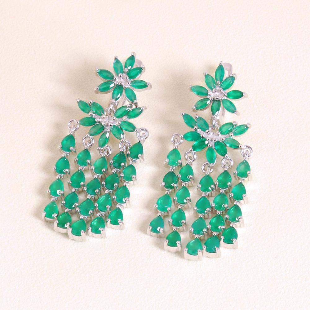 2024 Роскошные висячие серьги с большой застежкой, натуральный зеленый агат, драгоценный камень, серебро 925 пробы, ювелирные изделия для женщин, подарок на день рождения, годовщину