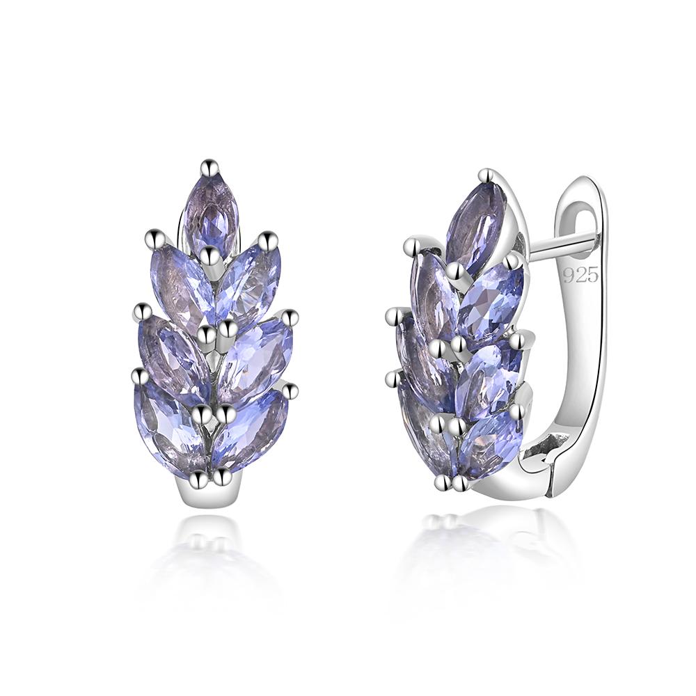 Легкие роскошные элегантные серьги из стерлингового серебра 925 пробы, натуральный синий драгоценный камень Танзанит, дизайн листьев дерева, женские изысканные украшения, юбилей, повседневная одежда