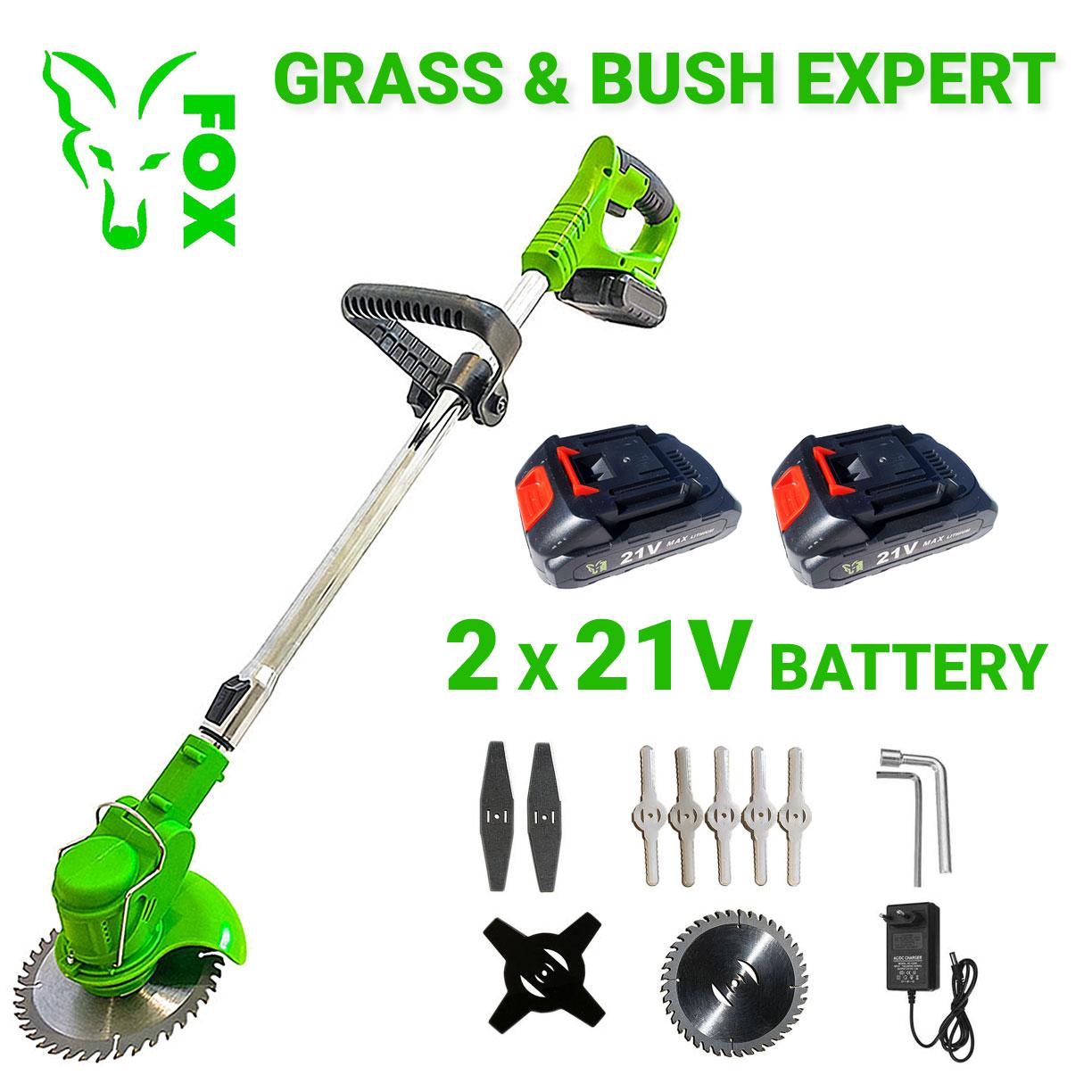 Акумуляторна коса / тример / кущоріз для трави FOX EXPERT (2 акумулятори та 9 лез)