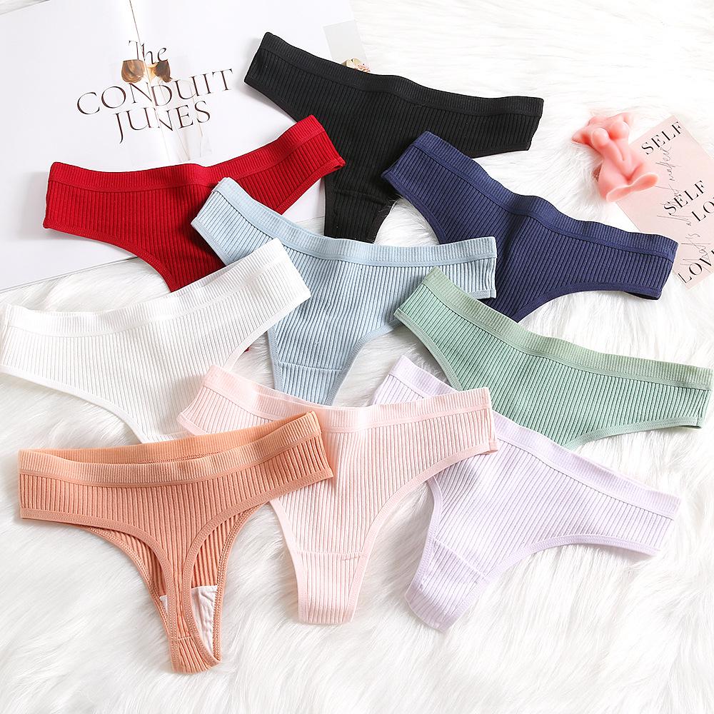Women's Low Waist Vertical Striped Cotton Panties Simple Comfortable Thong Lightweight and Breathable Women's Lingerie