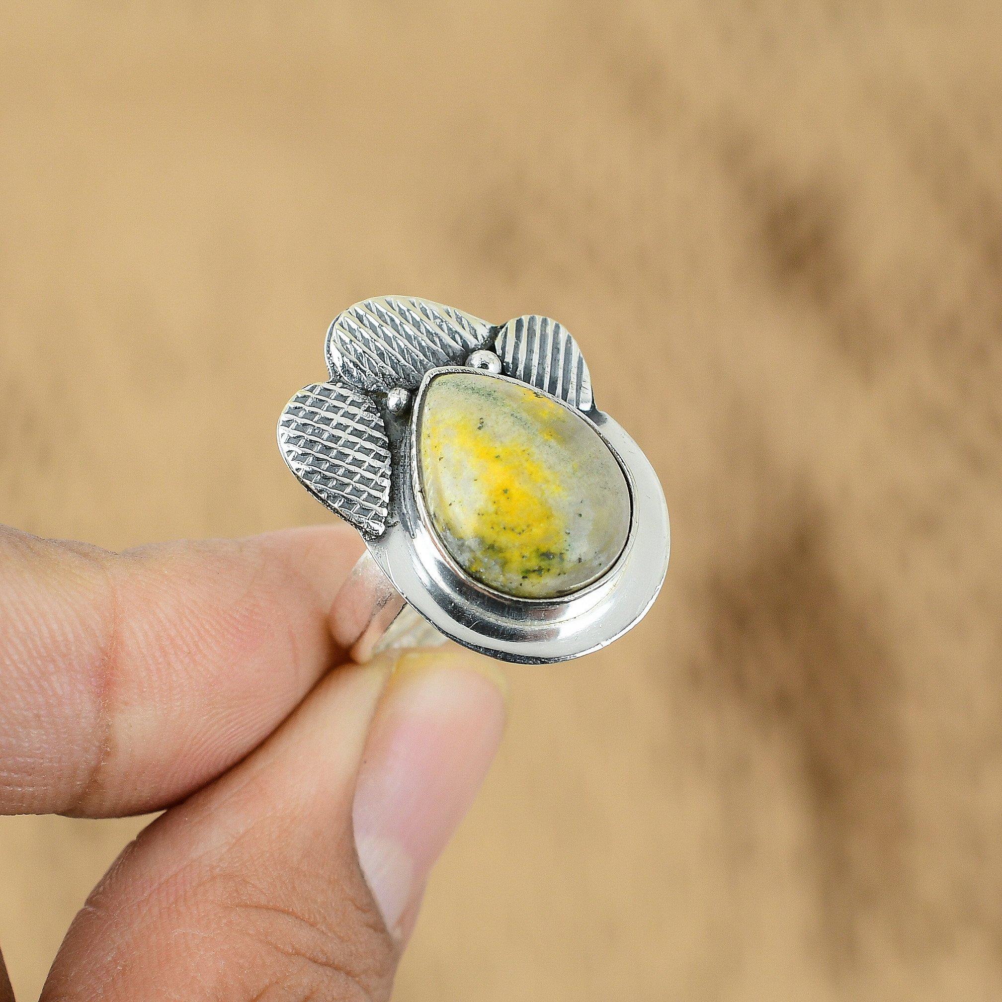 Кольцо ручной работы из стерлингового серебра 925 пробы с камнем грушевидной формы Джаспер Шмель для дочери, обещание