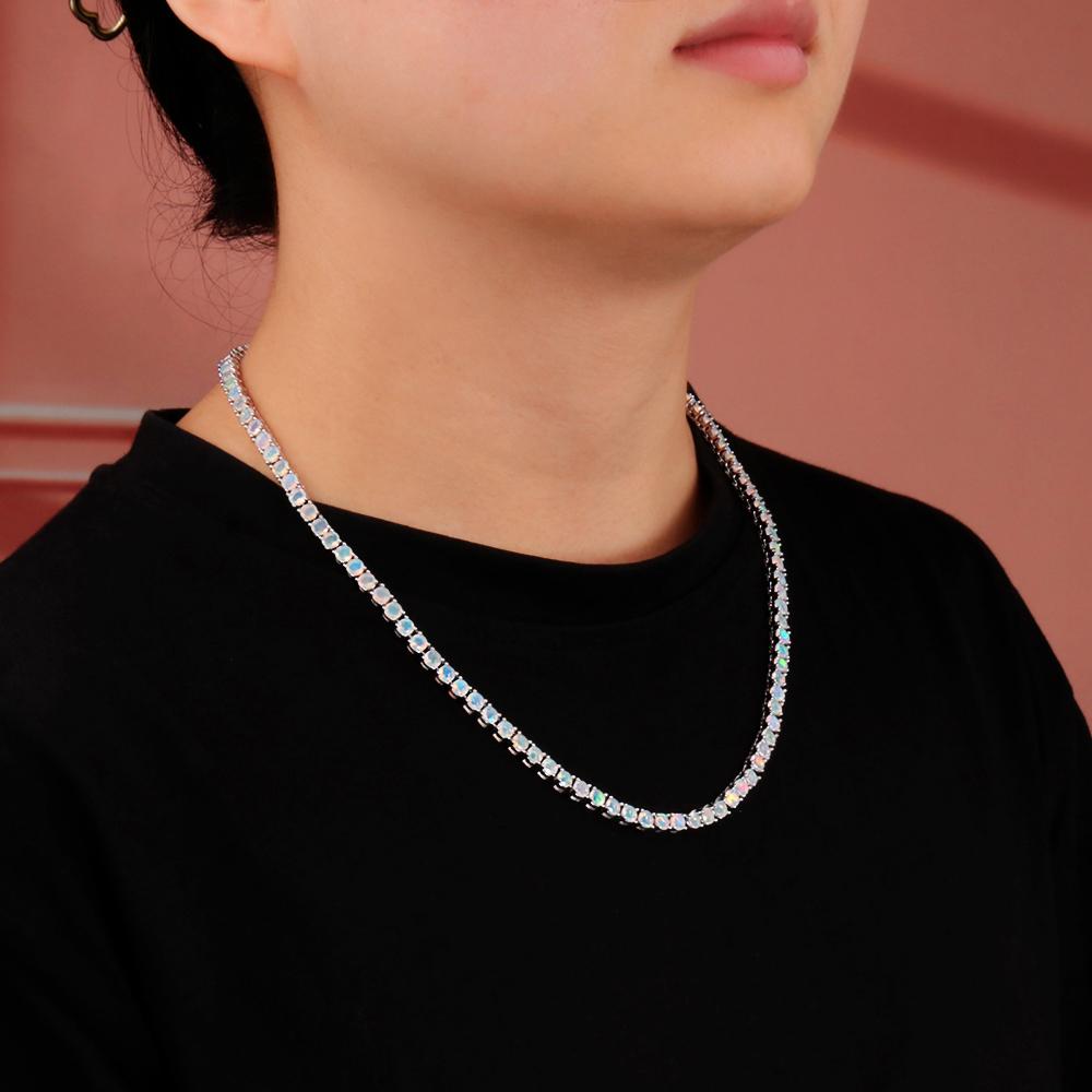 Классический дизайн, 50 см, ожерелье с опалом, серебро 925 пробы, натуральный драгоценный камень, изысканные украшения для женщин, девочек, подарок на день рождения для мамы на годовщину