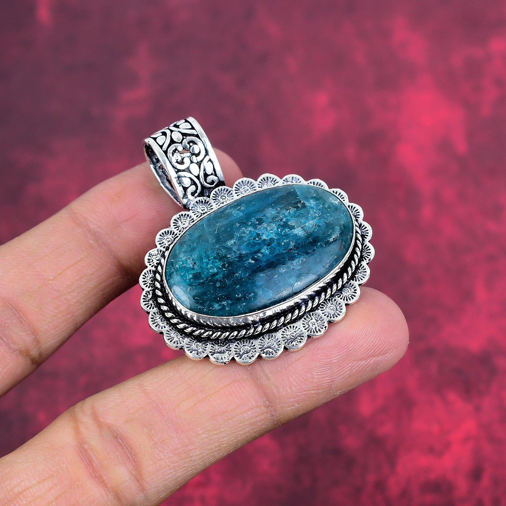 Подвеска из неонового апатита, 925 пробы, кулон из чистого серебра, ювелирные изделия ручной работы с драгоценными камнями, подарки для жены, абсолютно новый кулон