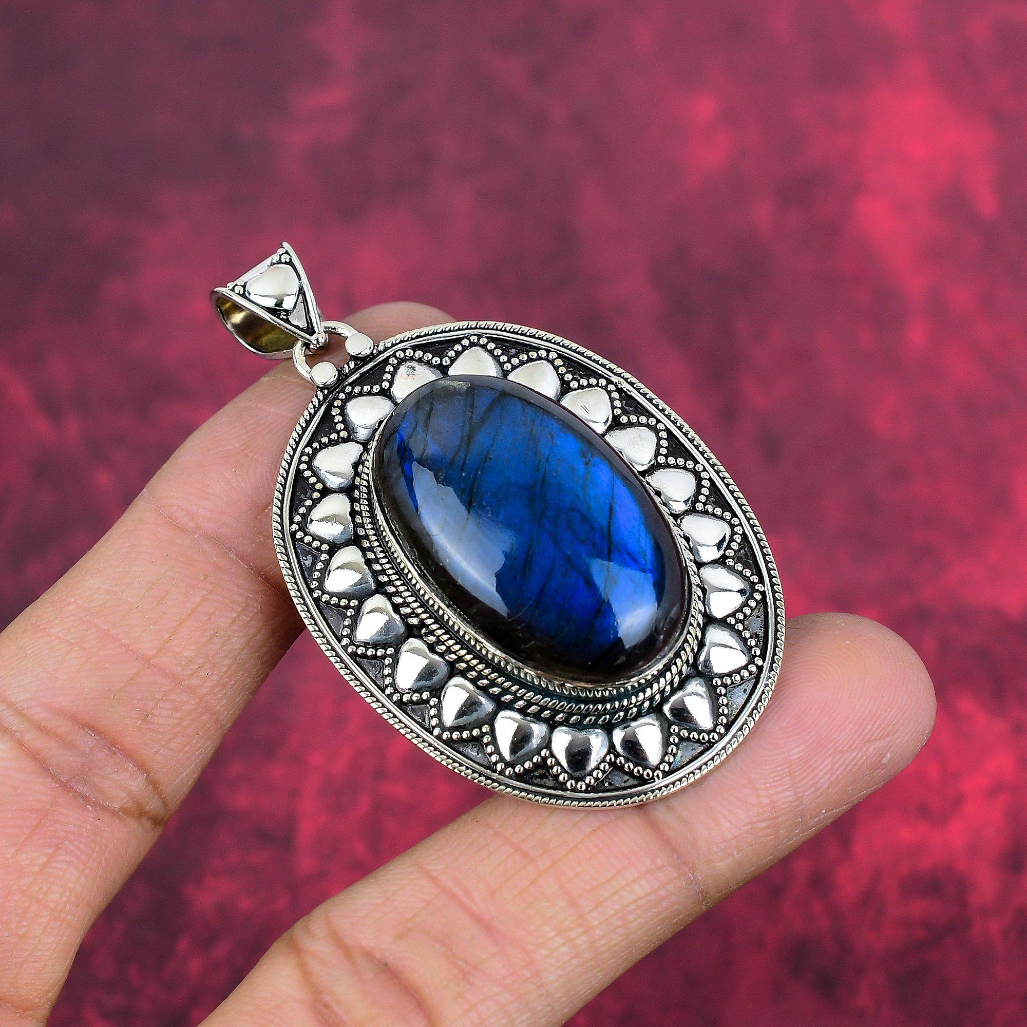 Подвеска из лабрадорита, ручная работа, драгоценный камень, серебряный кулон 925 пробы, антикварная бижутерия, для подарка, серебряные украшения