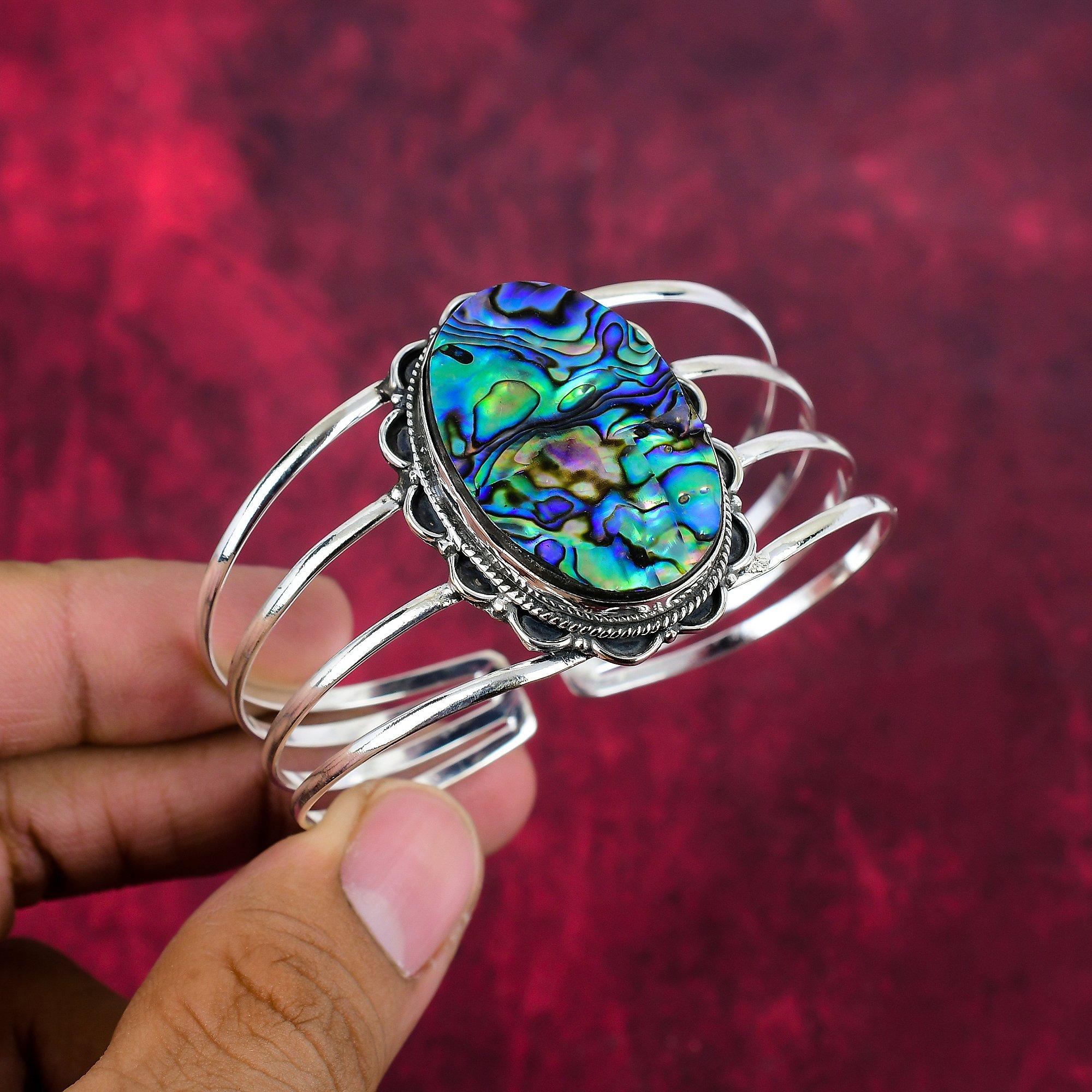 Браслет из ракушки Abalone Shell Bangle из цельного серебра 925 пробы, ювелирные изделия из драгоценных камней, браслет ручной работы, для свадебного подарка