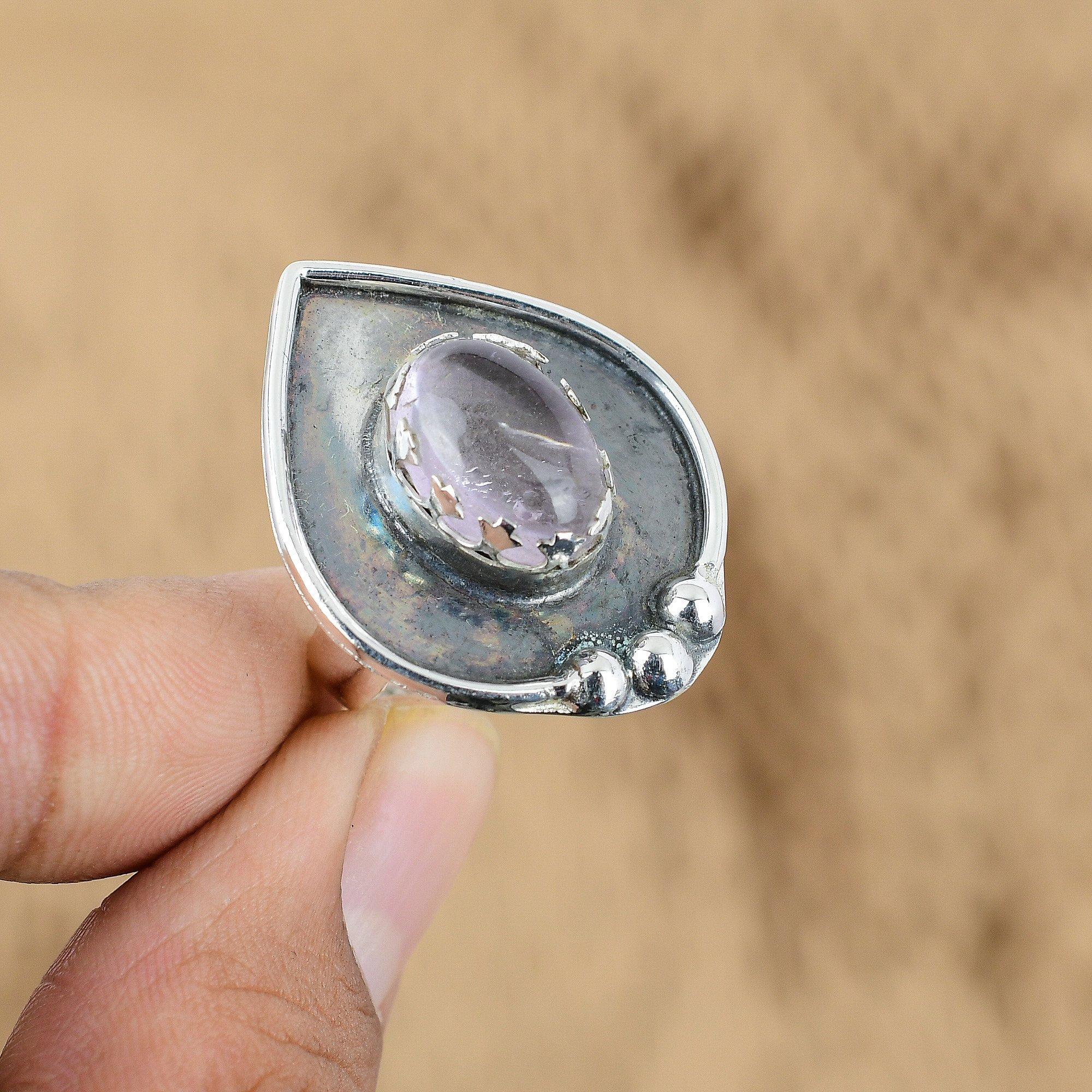 Mothers day Deal African Amethyst Gemstone Sterling Silver Promise Ring Jewelry