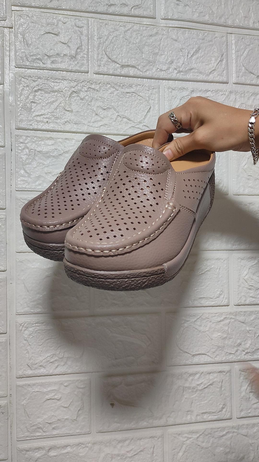 Ladies Clogs Platform Loafers Casual Elegant Cow Leather Slippers Women White Thick Sole Shake Shoe