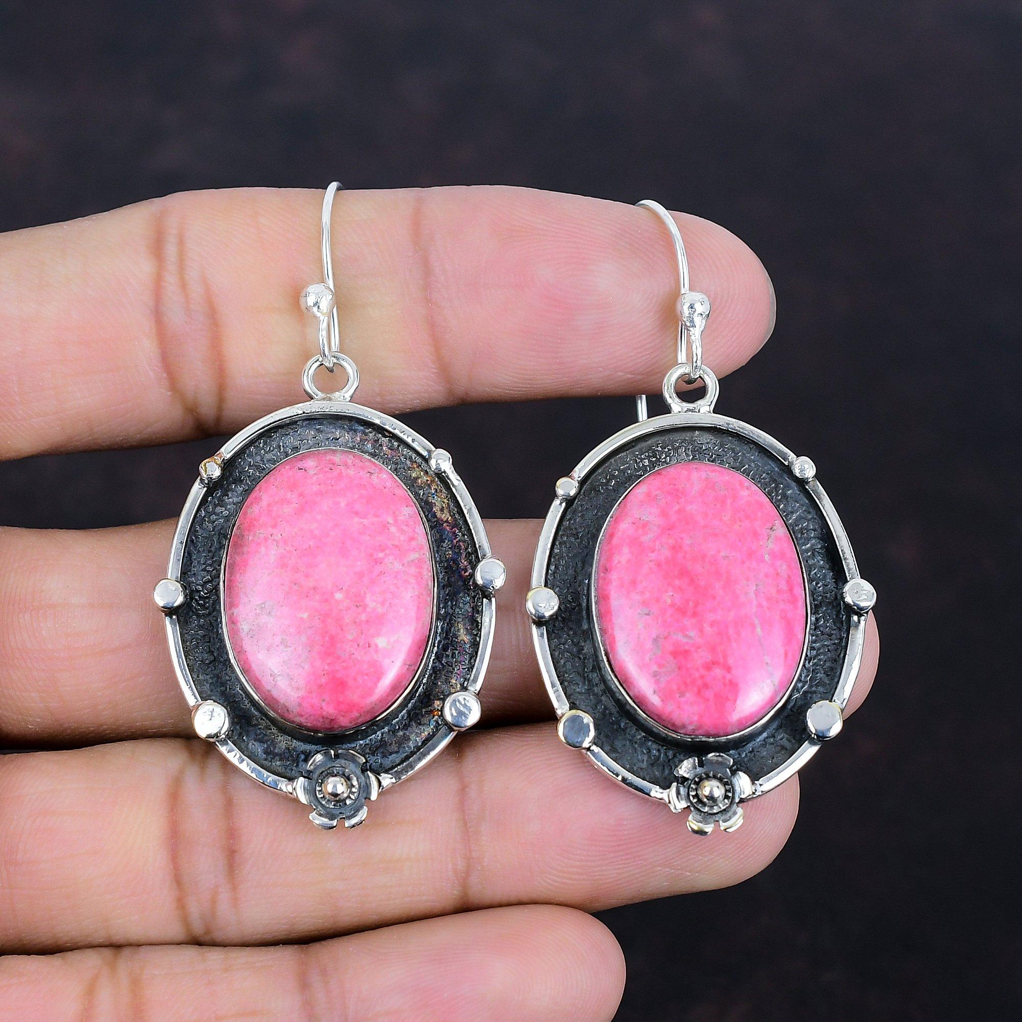 Thulite Earring Gemstone Jewelry Decent Earrings 925 Sterling Silver Earring Handmade Stylish Earring Original Thulite Jewelry Gifts For Her