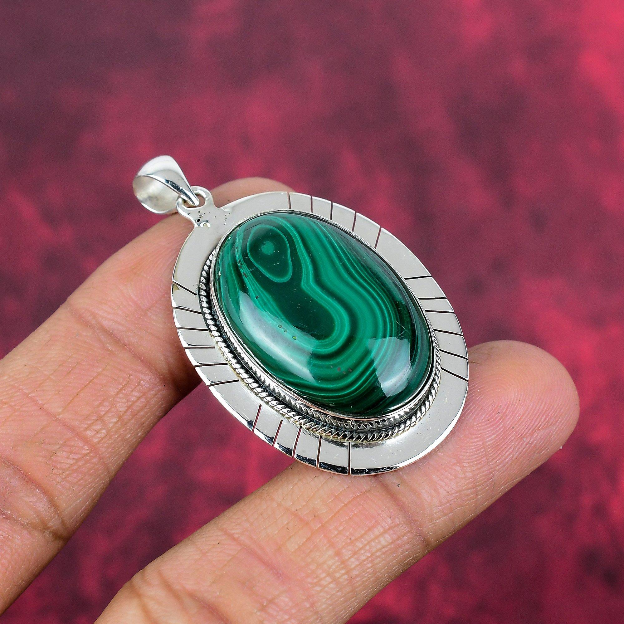Подвеска из малахита, серебряная подвеска 925 пробы. Подарок для женщин, подвеска ручной работы, ювелирные изделия из драгоценных камней