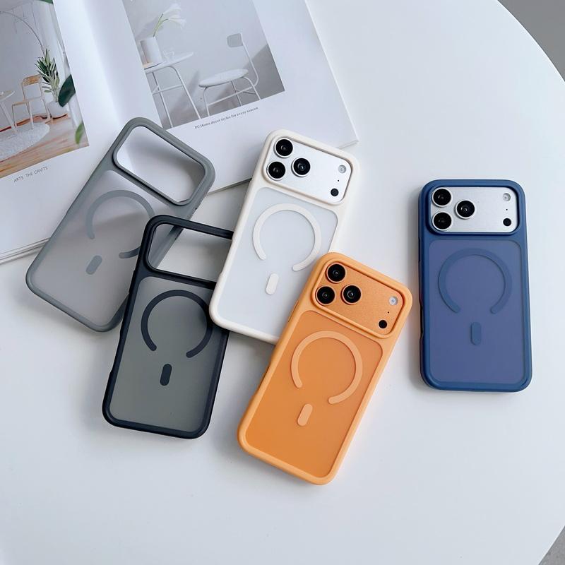 Матовый прозрачный магнитный чехол для iPhone 17 Pro Max 16 15 14 13 Pro Max Для Magsafe Беспроводная зарядка Ударопрочный Масляная текстура Чехол