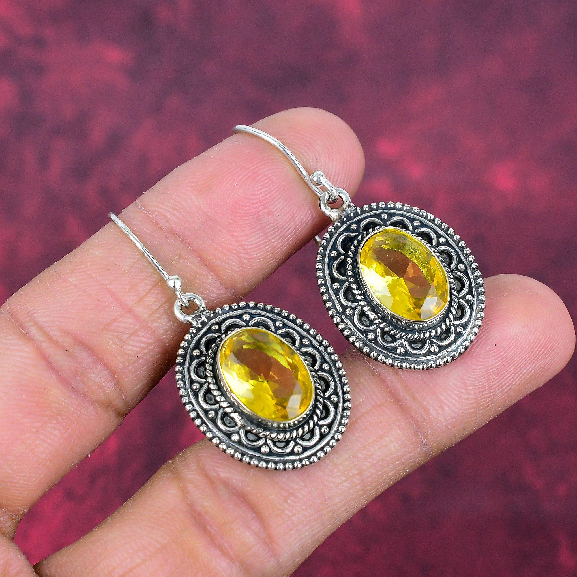 Серьги с цитрином, ювелирные изделия из стерлингового серебра 925 пробы с драгоценными камнями, серьги ручной работы, на День Благодарения