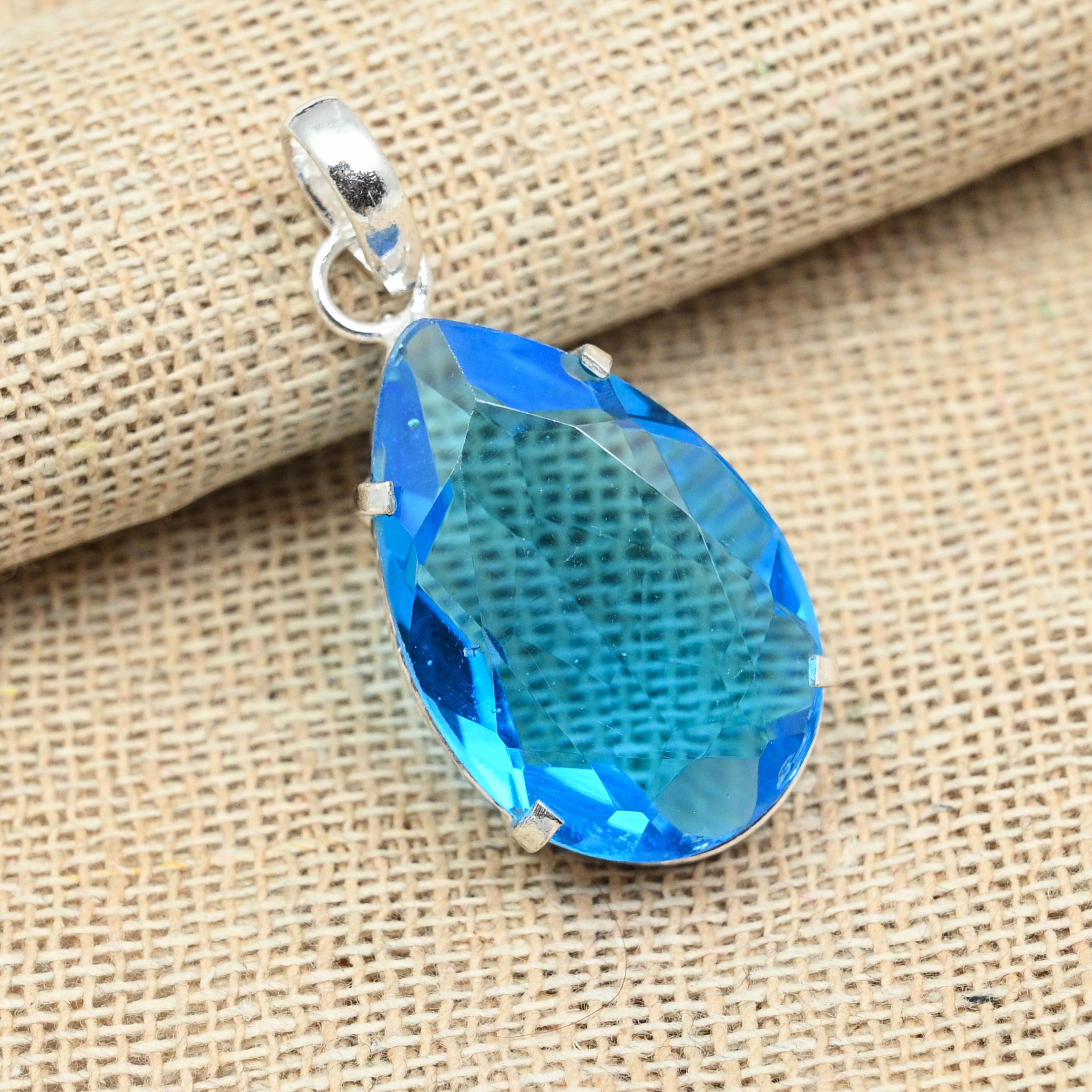 Граненый танзанитовый драгоценный камень стерлингового серебра 925 пробы Ювелирные изделия ручной работы Красивый кулон