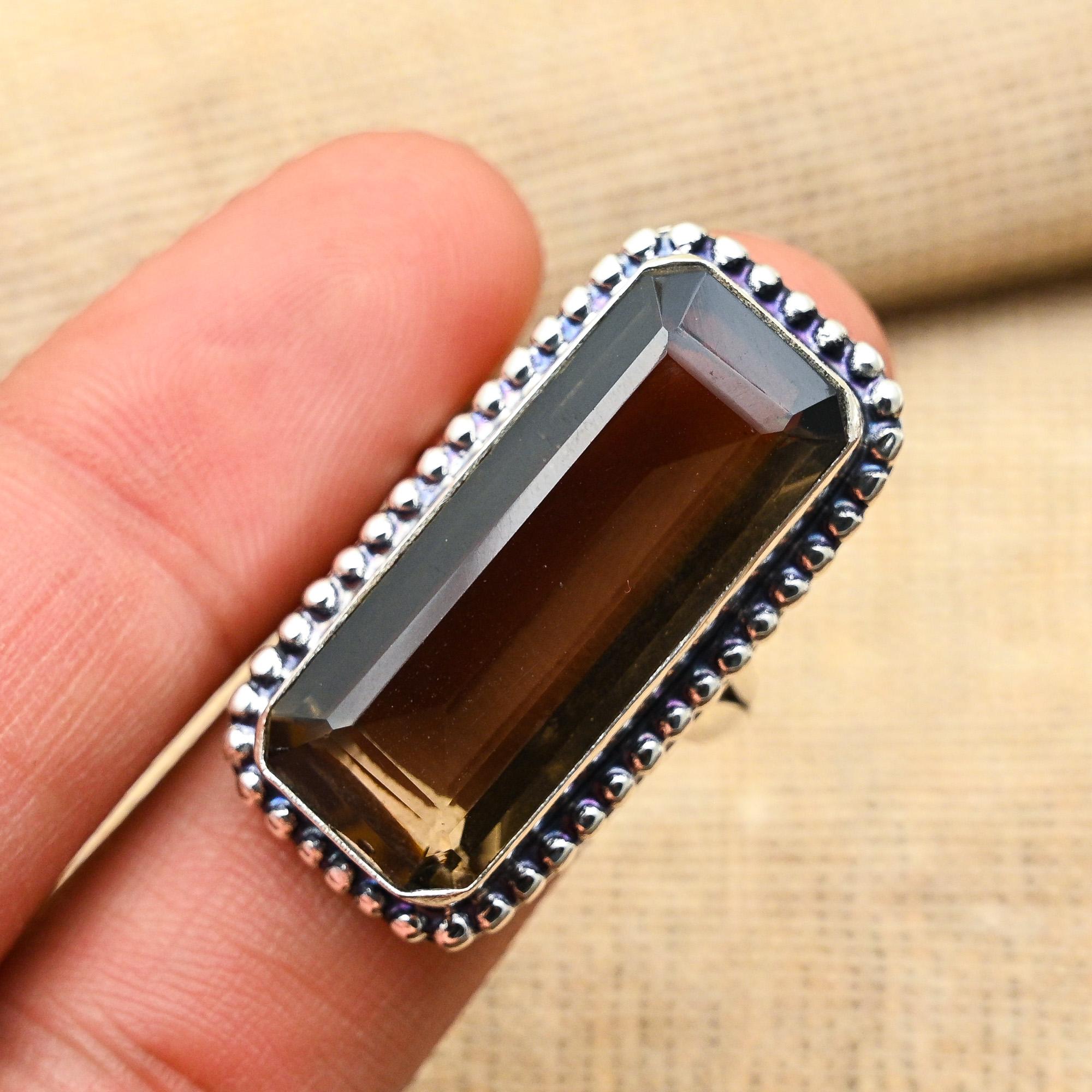 Довольно дымчатый топаз, драгоценный камень, ювелирное кольцо ручной работы из стерлингового серебра 925 пробы для свадебного подарка