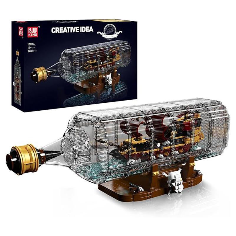 MOULD KING 10066 Наборы строительных блоков «Корабль в бутылке», наборы моделей пиратского корабля MOC «Месть королевы Анны»(2488+ штук)