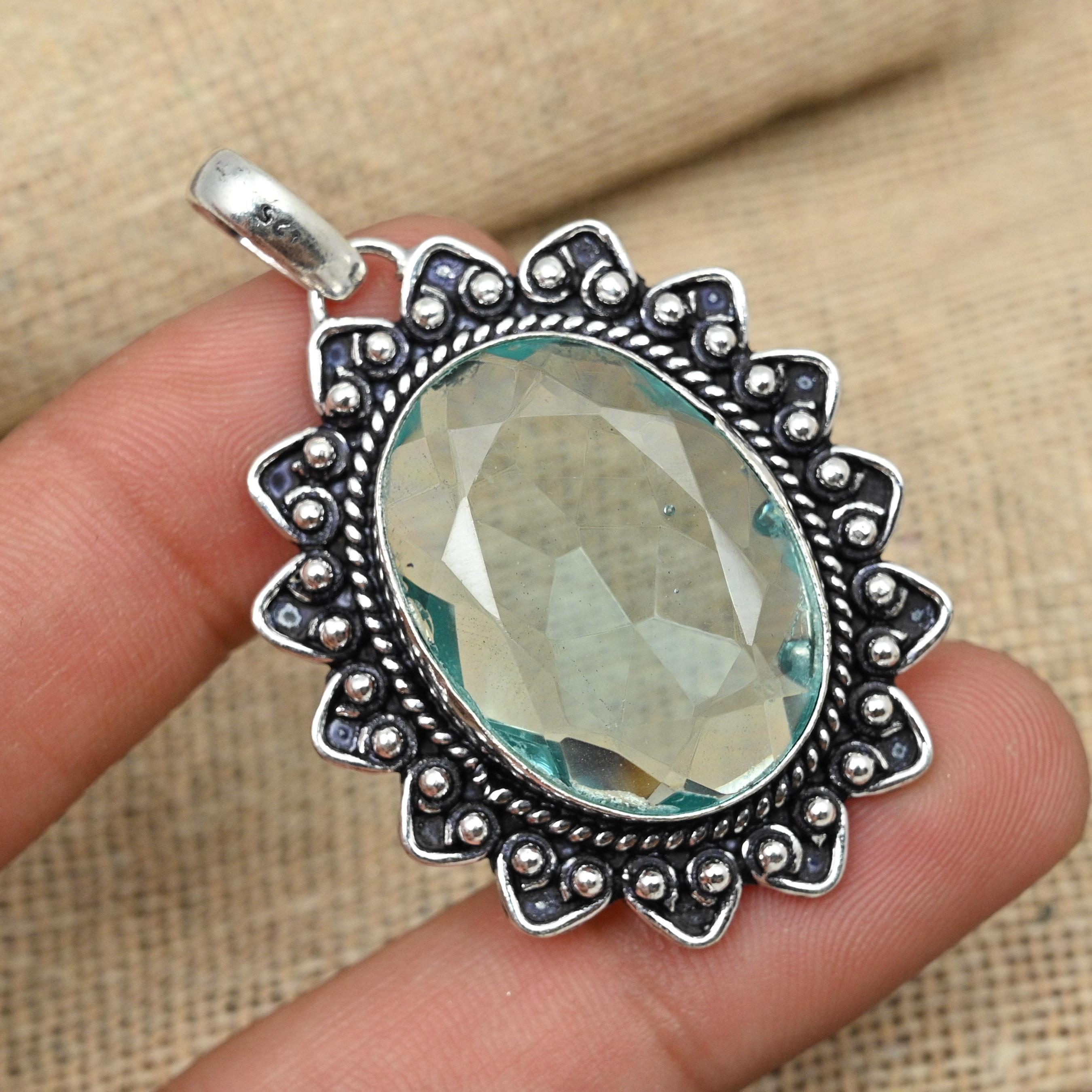Ювелирные изделия ручной работы из стерлингового серебра 925 пробы с зеленым аметистом, фантастический кулон для женщин