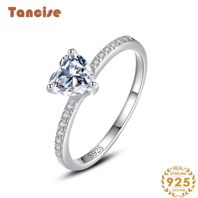 Tancise Classic стерлингового серебра 925 пробы кольцо с цирконом женские ювелирные изделия свадебное обещание вечерние подарок