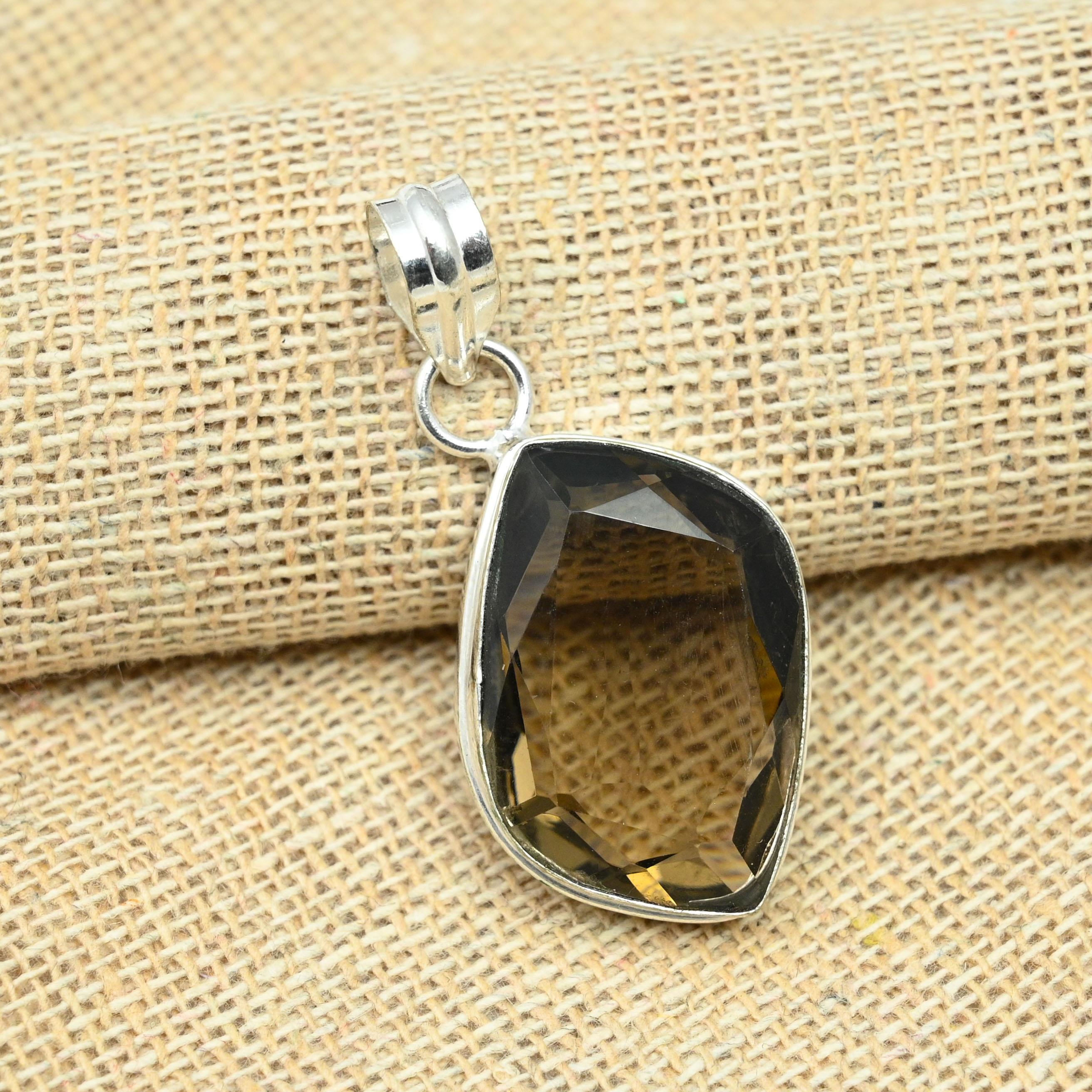 Уникальный дымчатый топаз с драгоценным камнем ручной работы из стерлингового серебра 925 пробы подарочный ювелирный кулон
