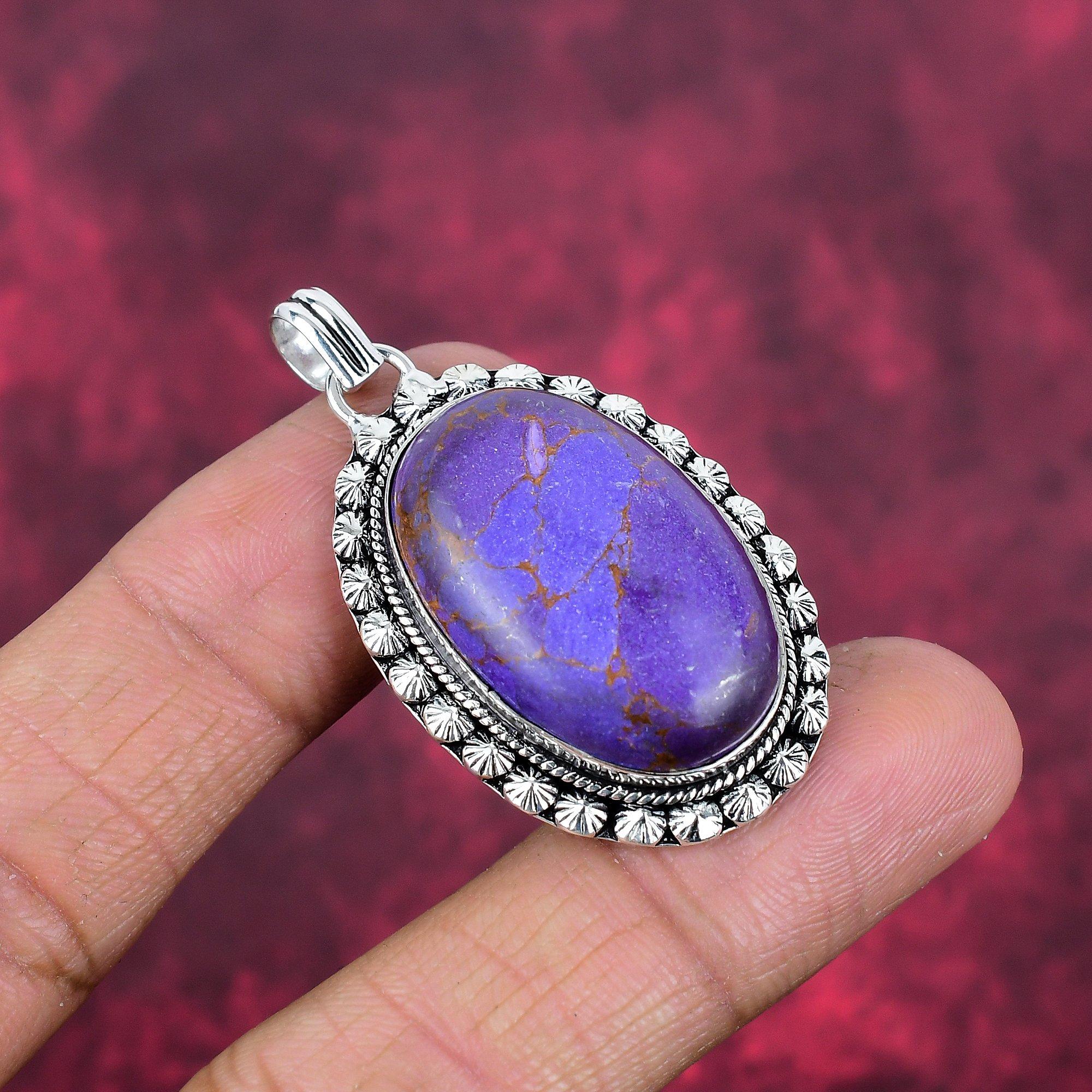 Ювелирные изделия из фиолетового медного бирюзового камня, кулон из стерлингового серебра 925 пробы, новый фирменный кулон ручной работы для свадебного подарка