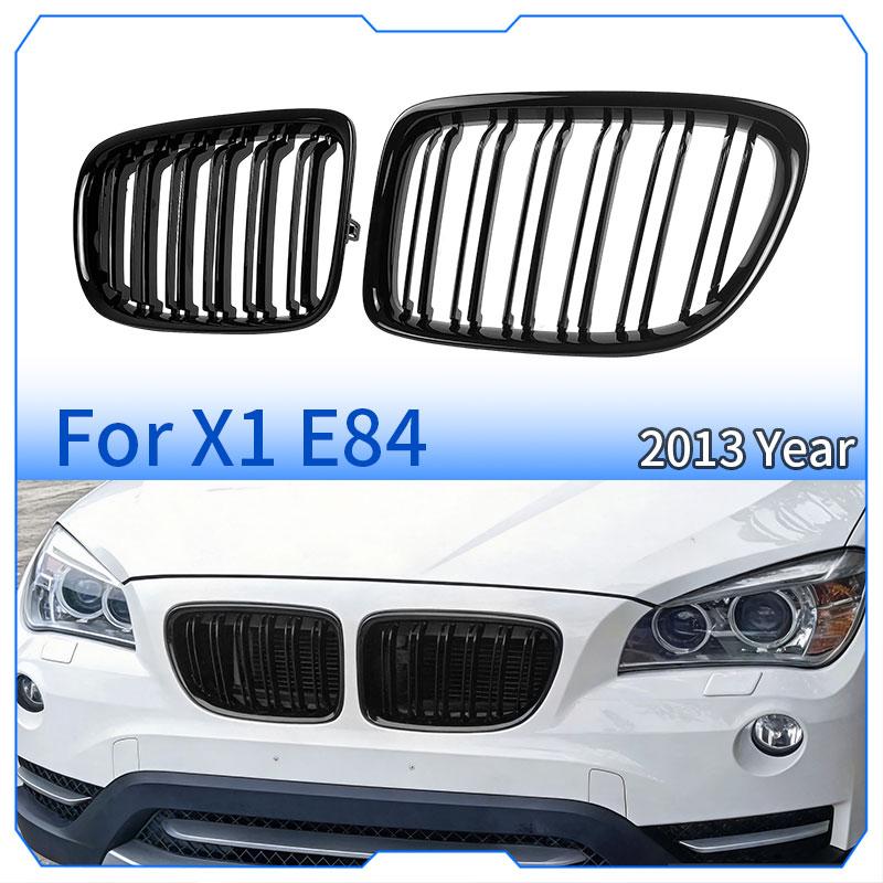 High quality For BMW X1 E84 X1 18i 20i 25i 28i 2011-2016 Automotive External Accessories Double Line Smooth Black Front Grille