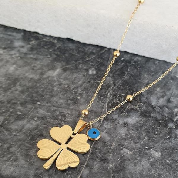 Золотое ожерелье с 4 листами клевера, позолоченное ожерелье, ювелирный аксессуар, подарок