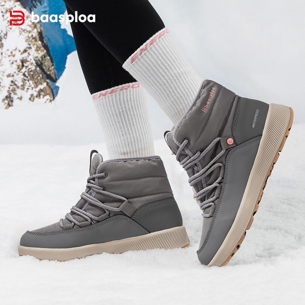 BAASPLOA Winter Women Snow Boots Non-Slip Comfortable Warm Plush New Women Cotton Shoes Winter High Top Cotton Shoes Outdoor Women's Warm Cotton Shoes