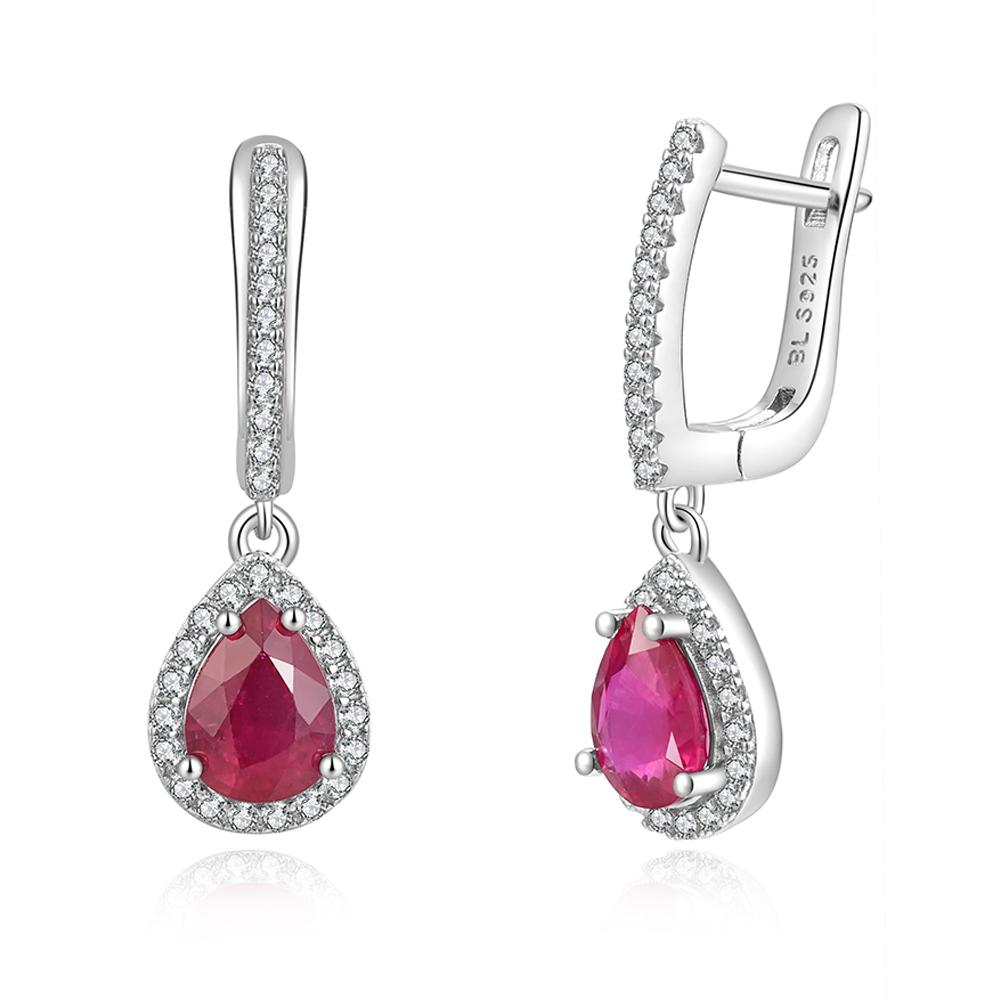 Простые серьги-подвески в форме груши с натуральным обработанным африканским рубином из серебра S925 пробы, изящные ювелирные украшения для женщин и девочек, подарок на день рождения