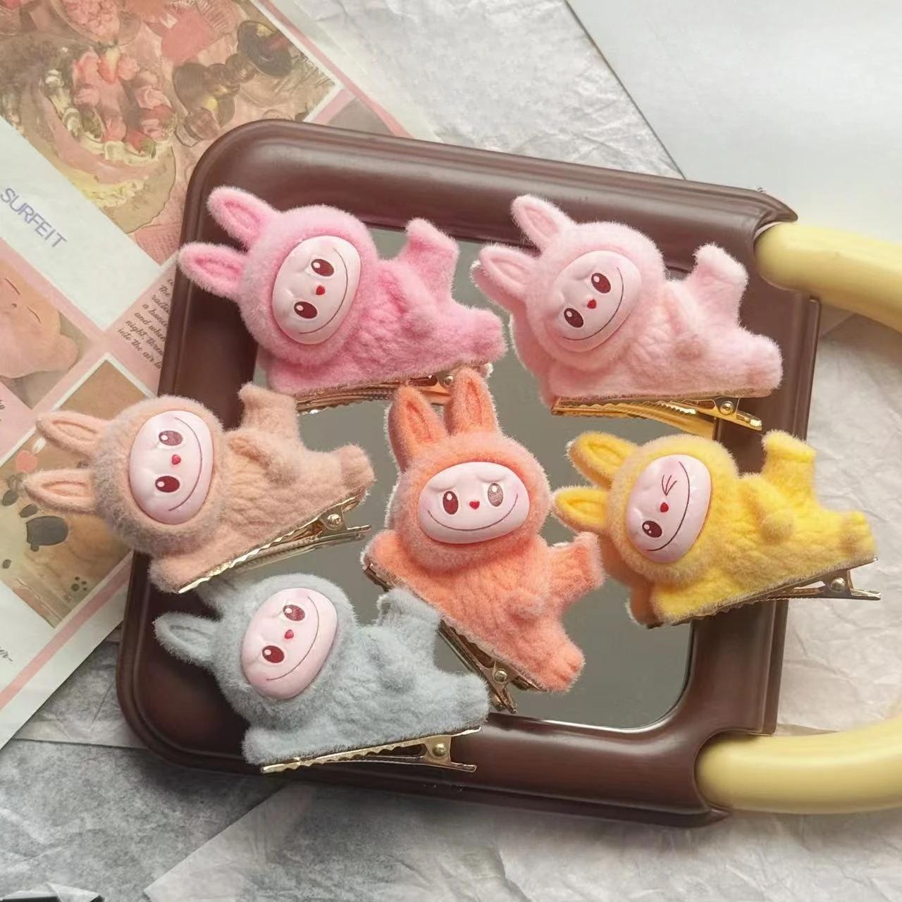 3Pcs/6pcs Flocking Doll Rab Hairpin Girl Anime Bangs Clip Hair Accessories Children's Gifts