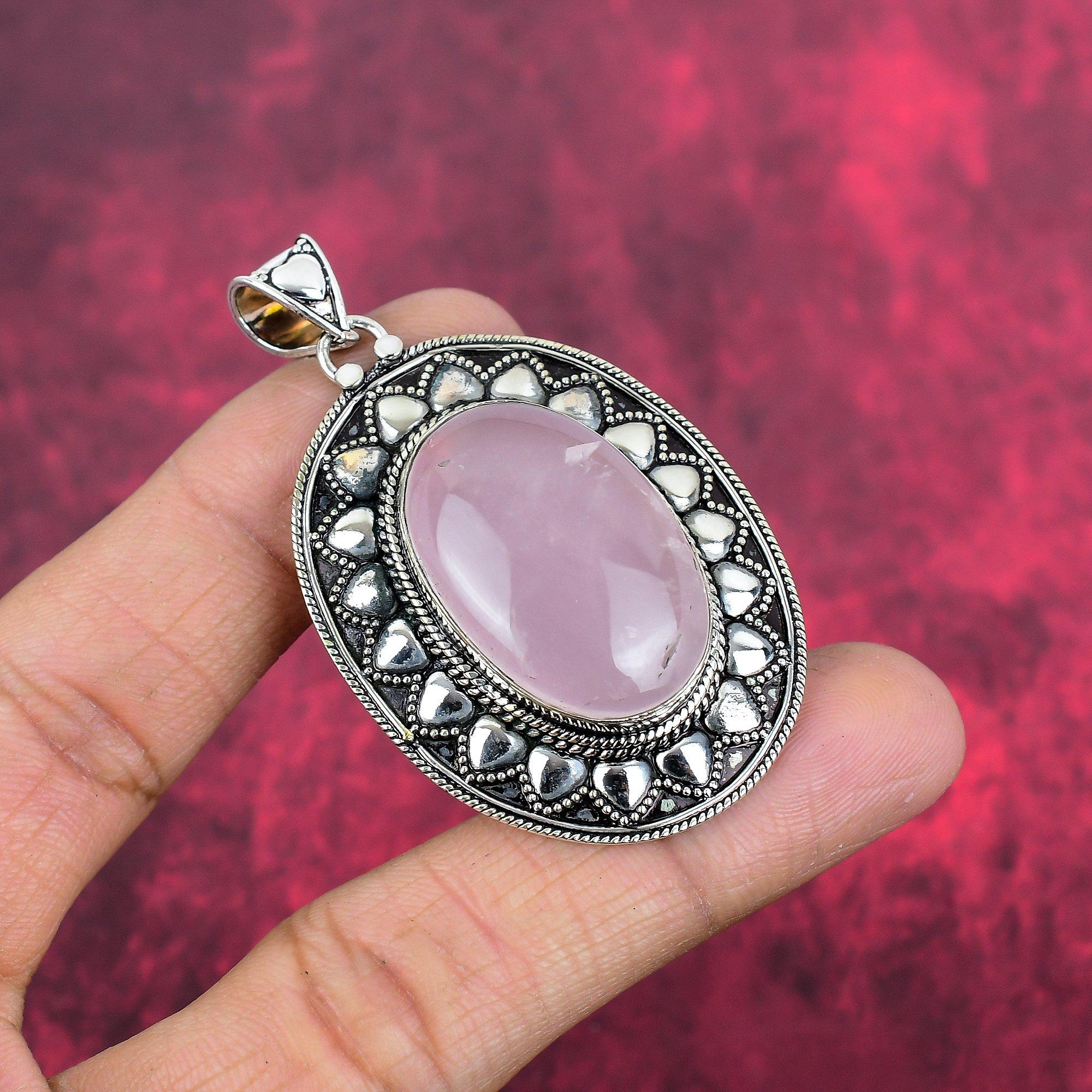 Ювелирные изделия из розового кварца, кулон из стерлингового серебра 925 пробы, ювелирные изделия ручной работы с драгоценными камнями, подарки для жены, абсолютно новый кулон
