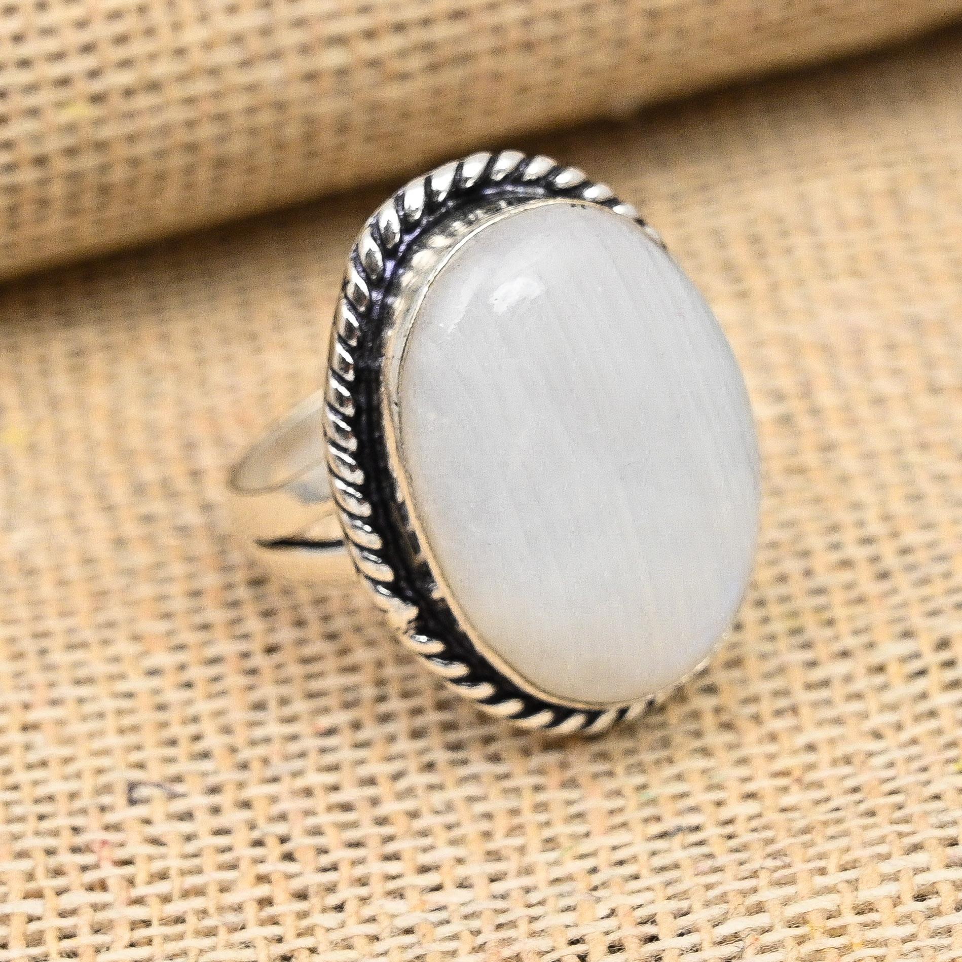 Rainbow Moonstone Gemstone Handmade Jewelry 925 Sterling Silver Ring For Love