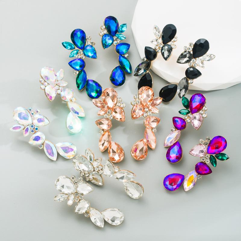 Серьги в форме капли с драгоценными камнями, роскошные стеклянные серьги с бриллиантами, свадебные украшения