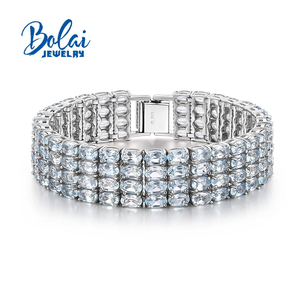 Великолепный синий натуральный небесно-голубой топаз, браслет из драгоценных камней, женские ювелирные изделия из серебра 925 пробы, легкие роскошные премиальные ювелирные изделия для юбилейной вечеринки, банкета